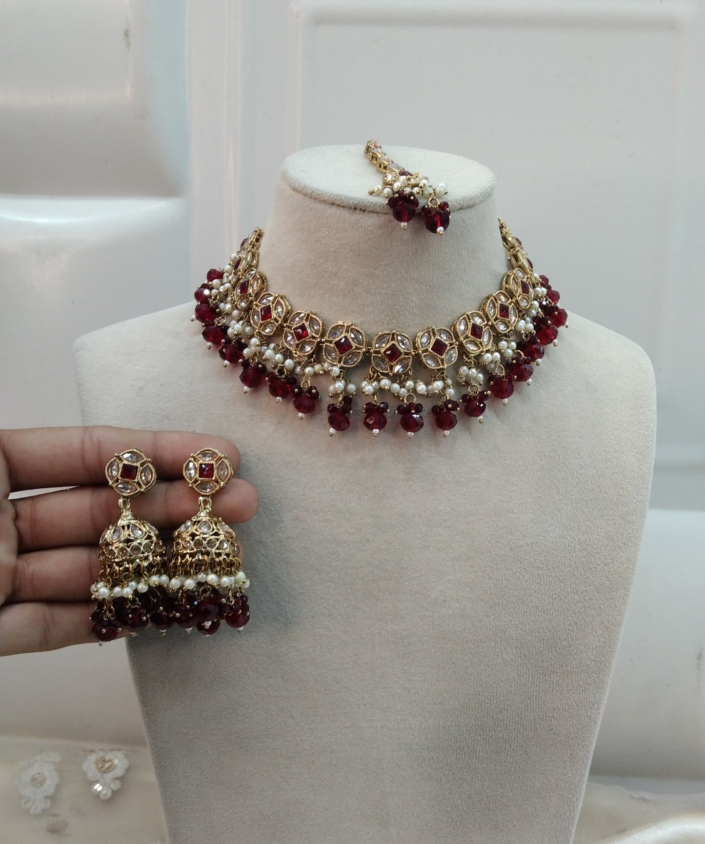 Maroon Necklace Jewellery Tauranga Set