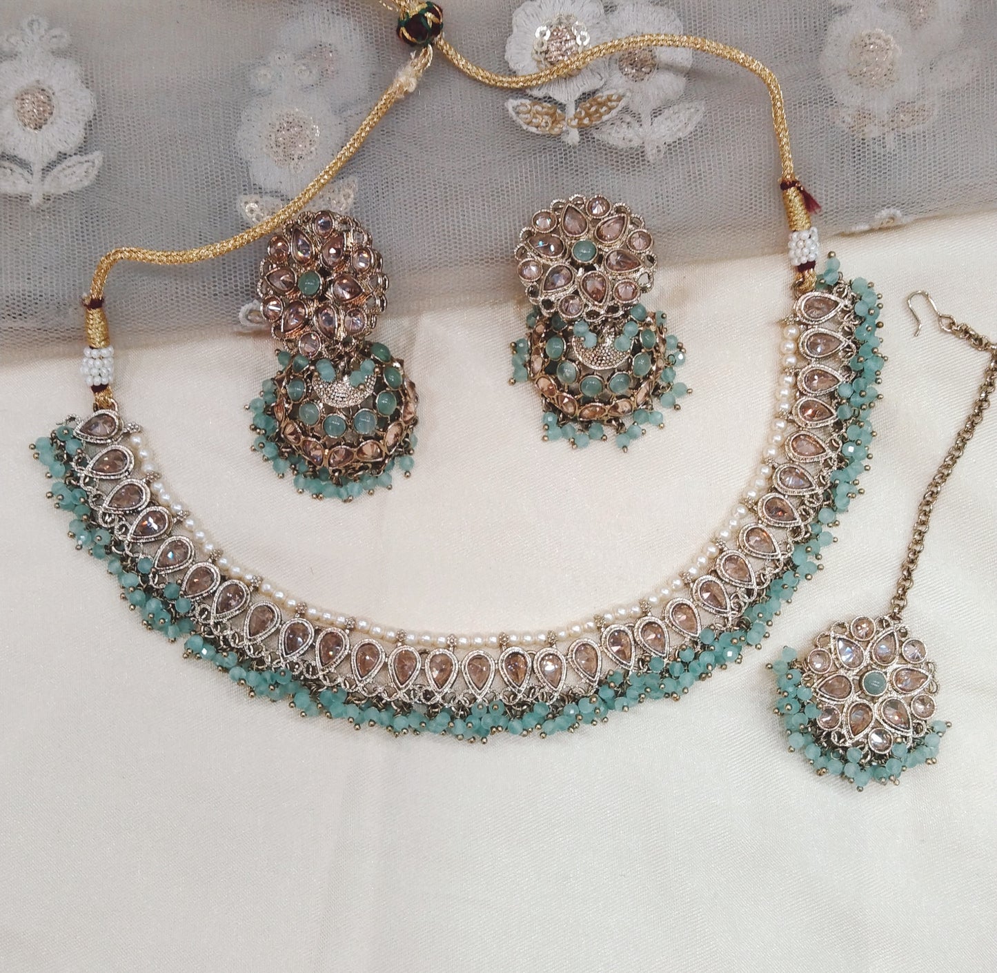 Sea Green Necklace Jewellery Arts Set