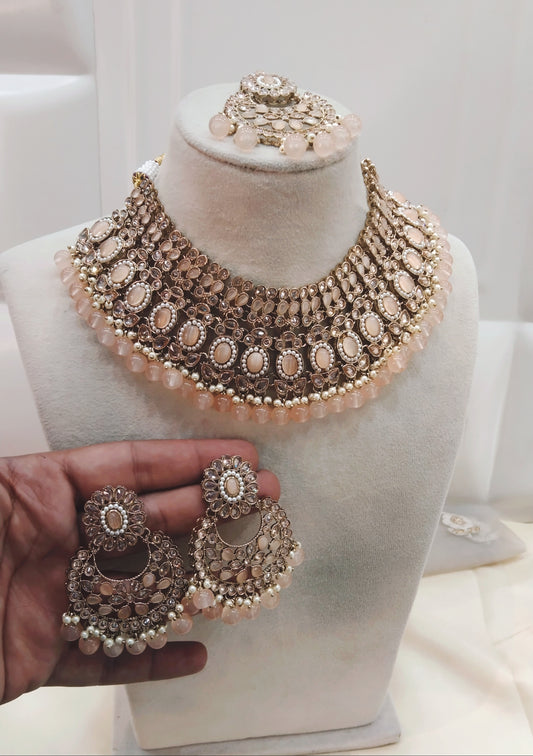 Peach Necklace Jewellery Nisha Set