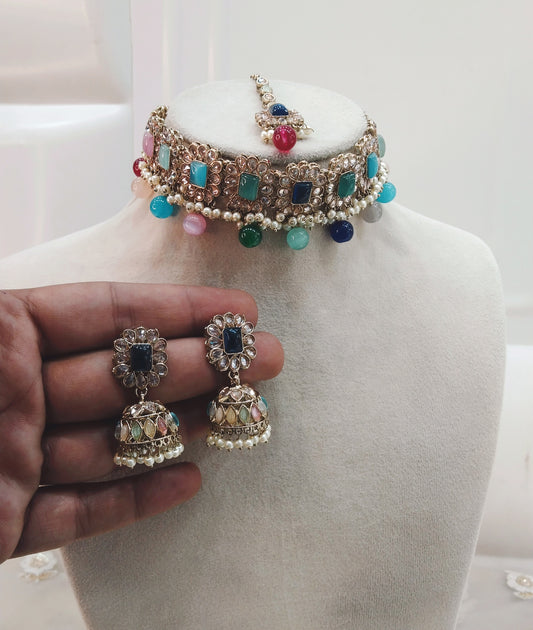 Multi Color Choker Jewellery Cinema Set