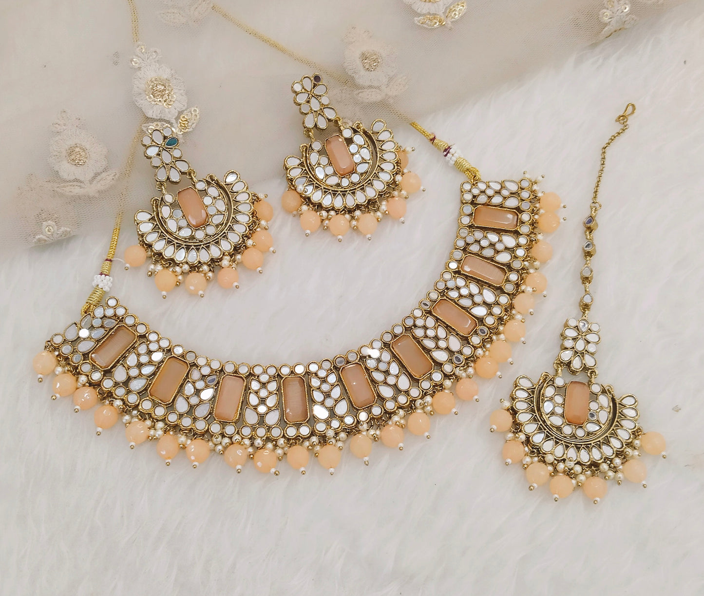 Peach Necklace Jewellery Rihana Set