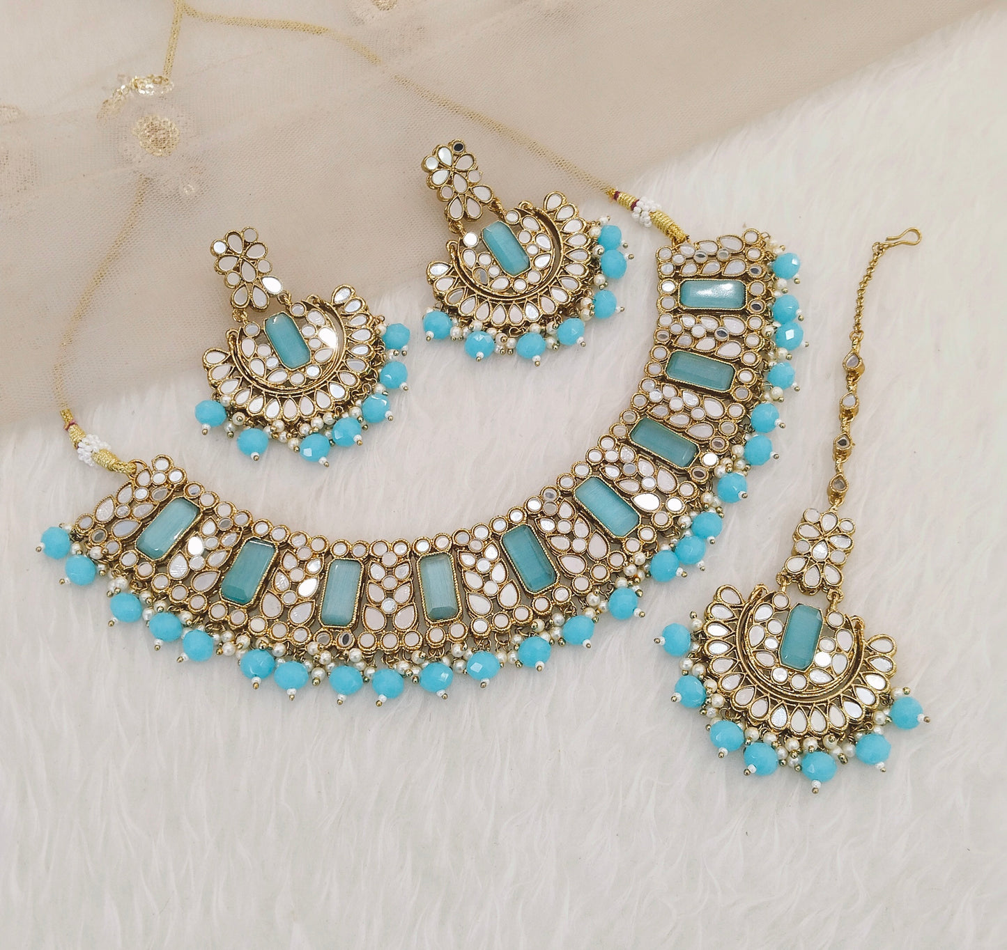 Sky Blue Necklace Jewellery Rihana Set
