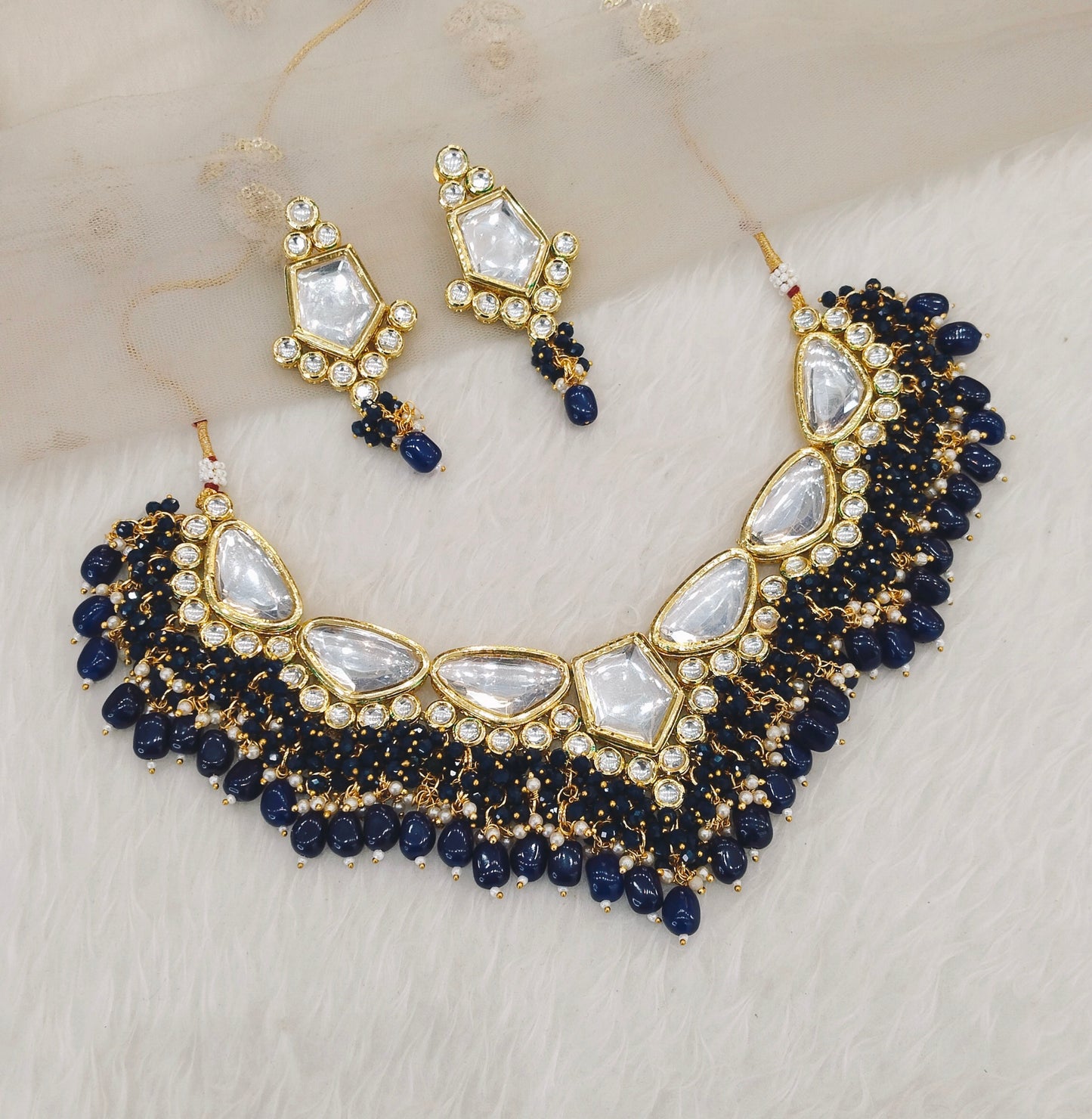 Blue Necklace Jewellery Pc Set