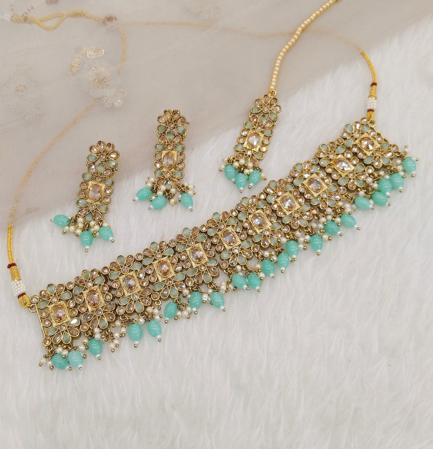 Sky Blue Choker Jewellery Nora Set
