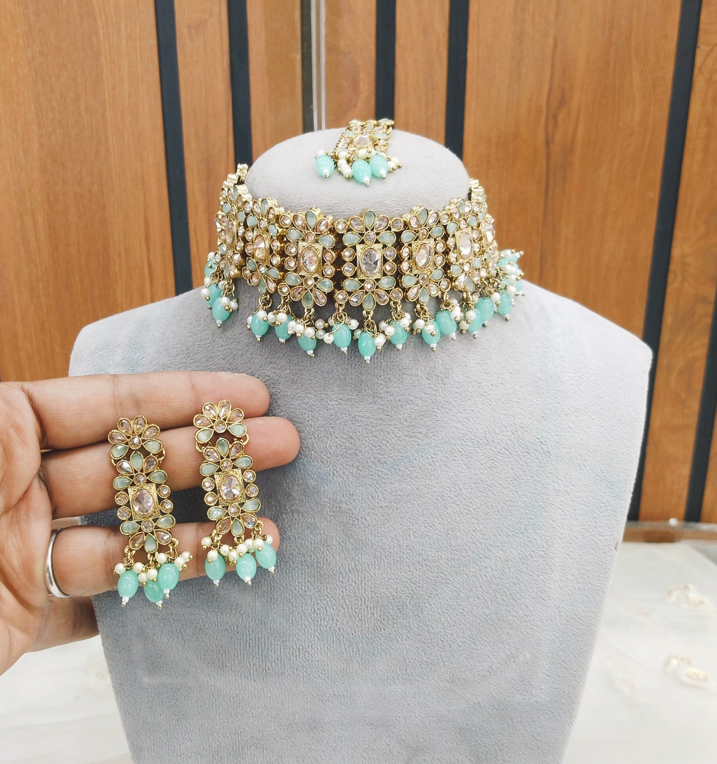 Sky Blue Choker Jewellery Nora Set