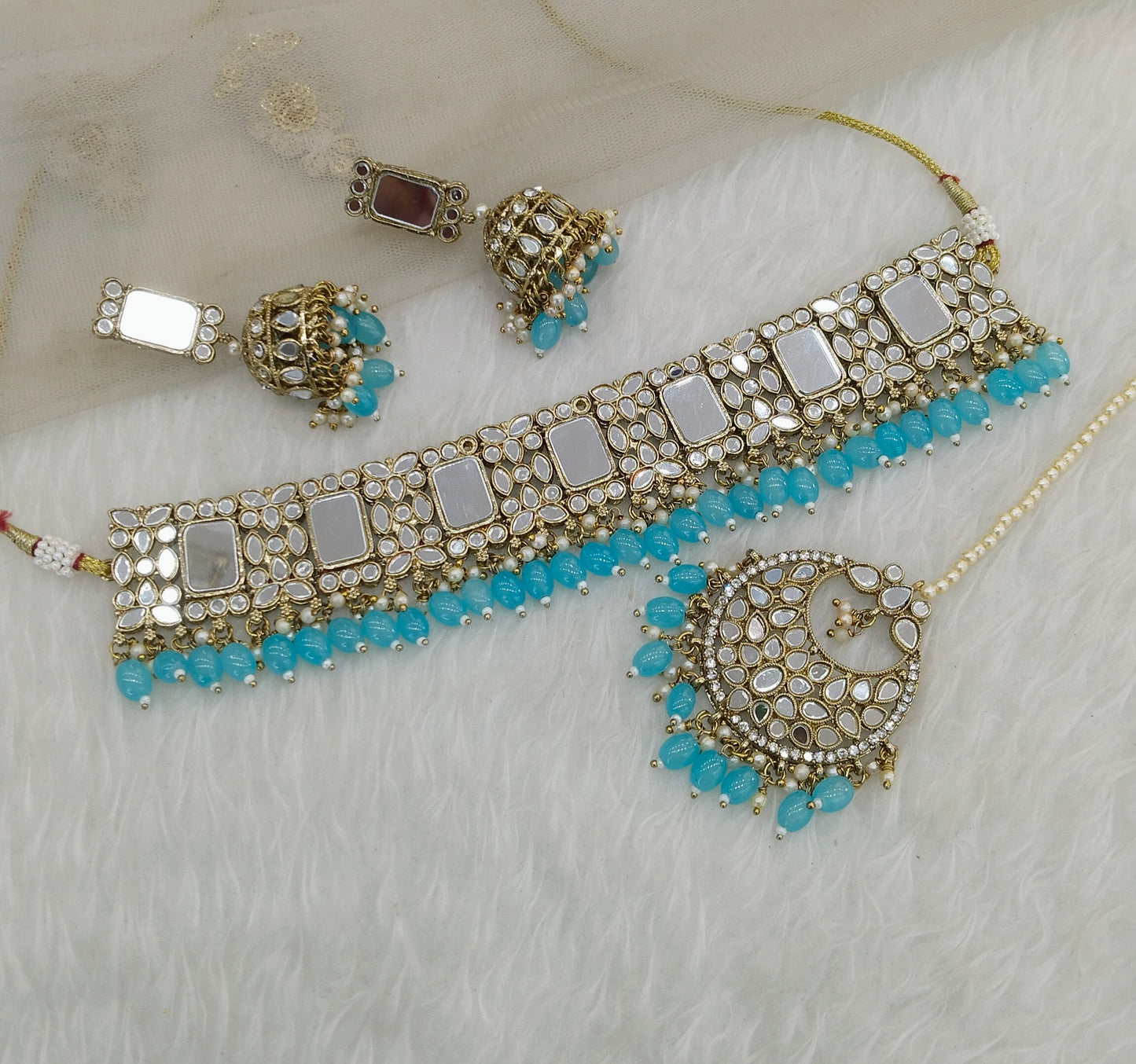 Sky Blue Choker Jewellery Della Set