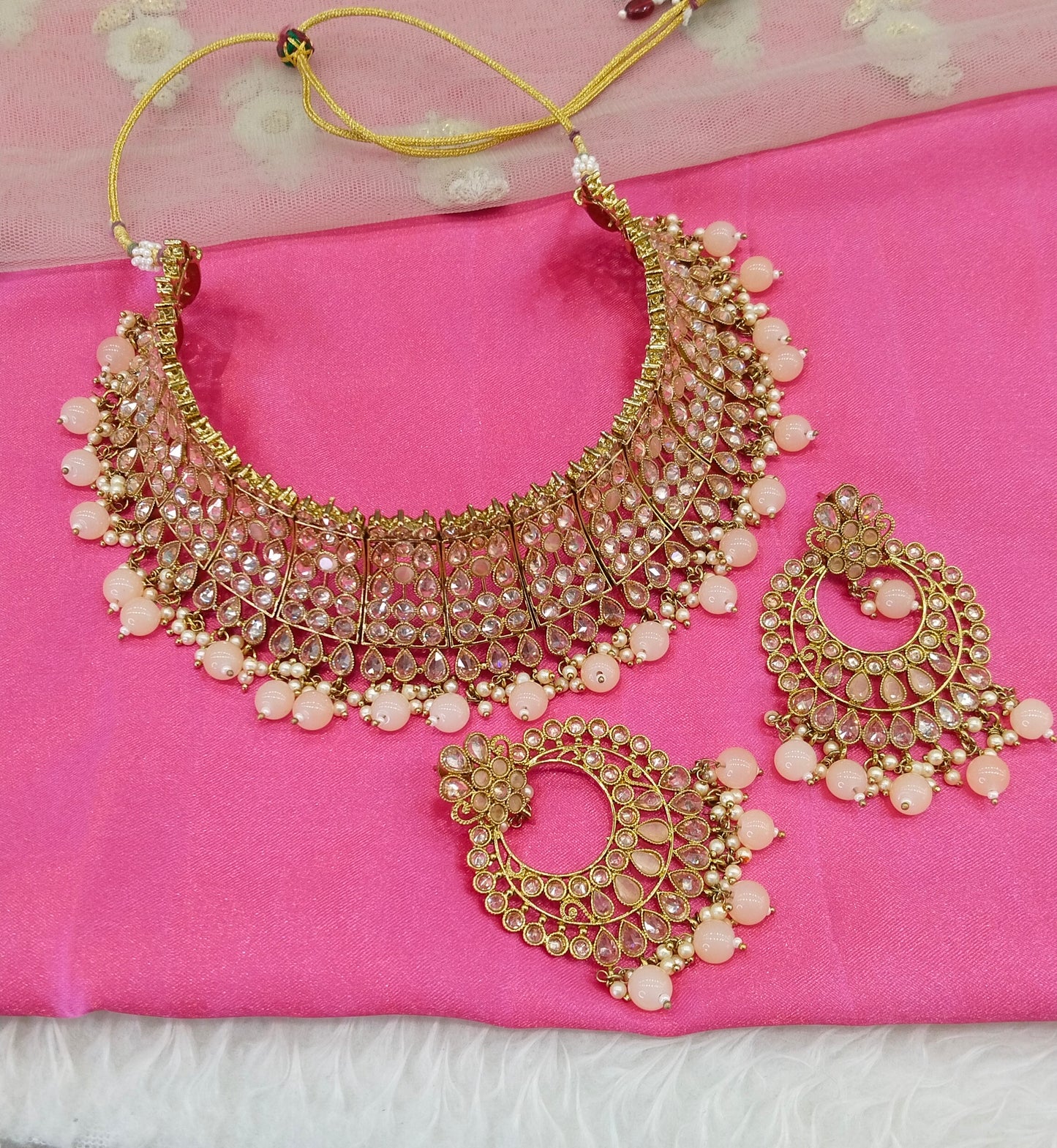 Peach Choker Jewellery Eva Set