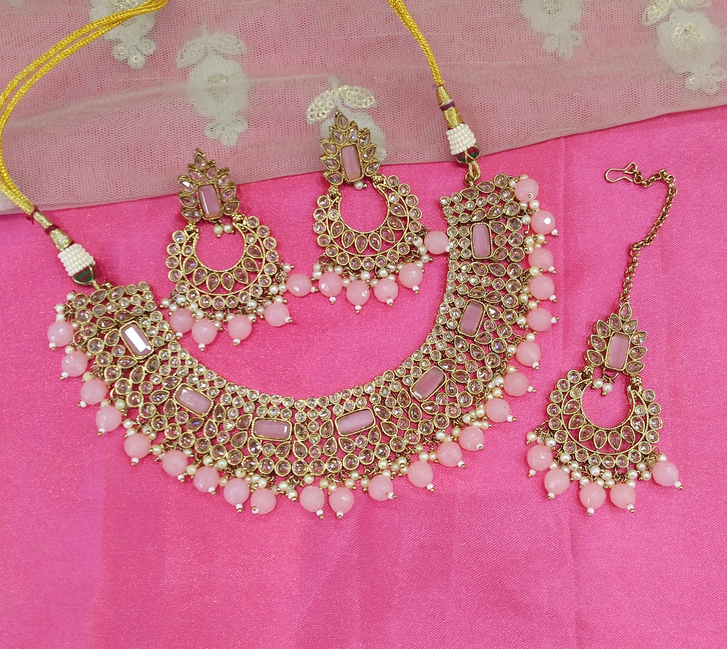 Baby Pink Necklace Jewellery Anna Set