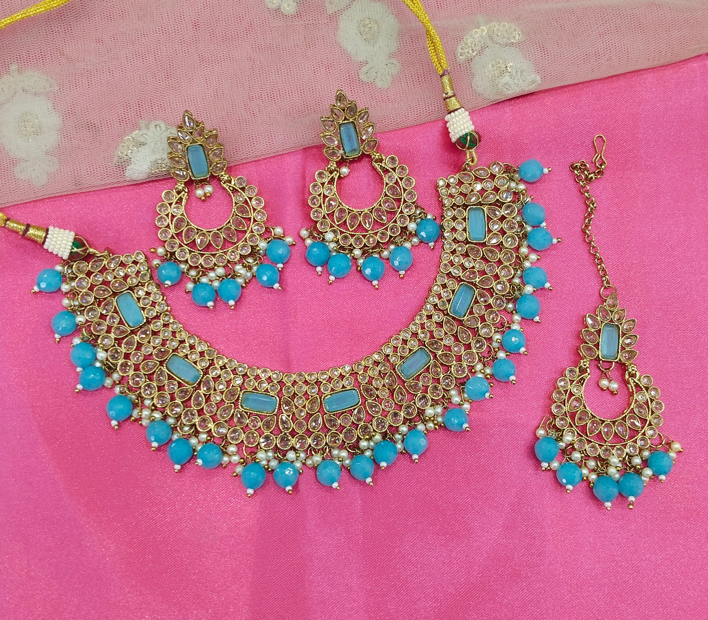Sky Blue Necklace Jewellery Anna Set