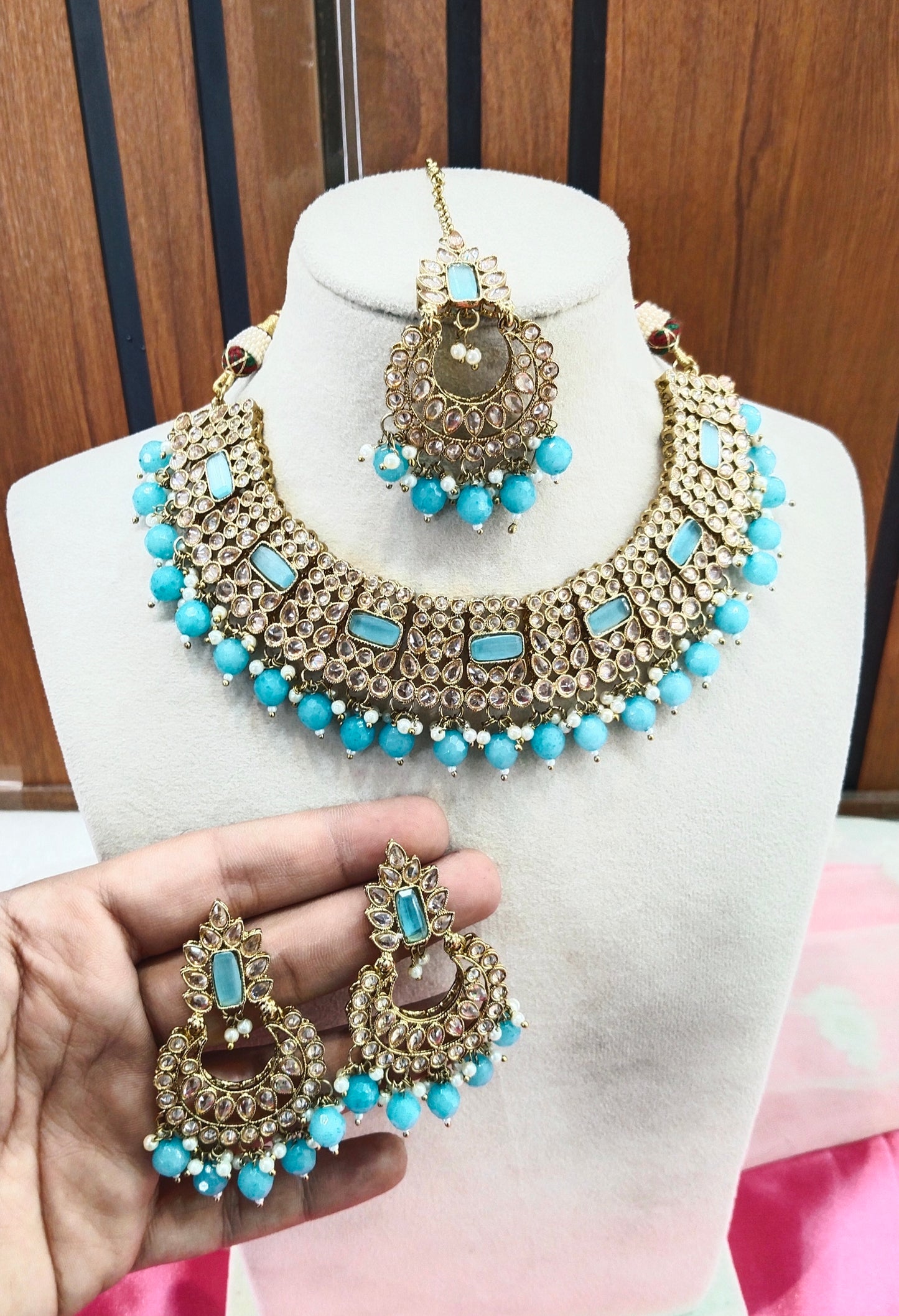 Sky Blue Necklace Jewellery Anna Set