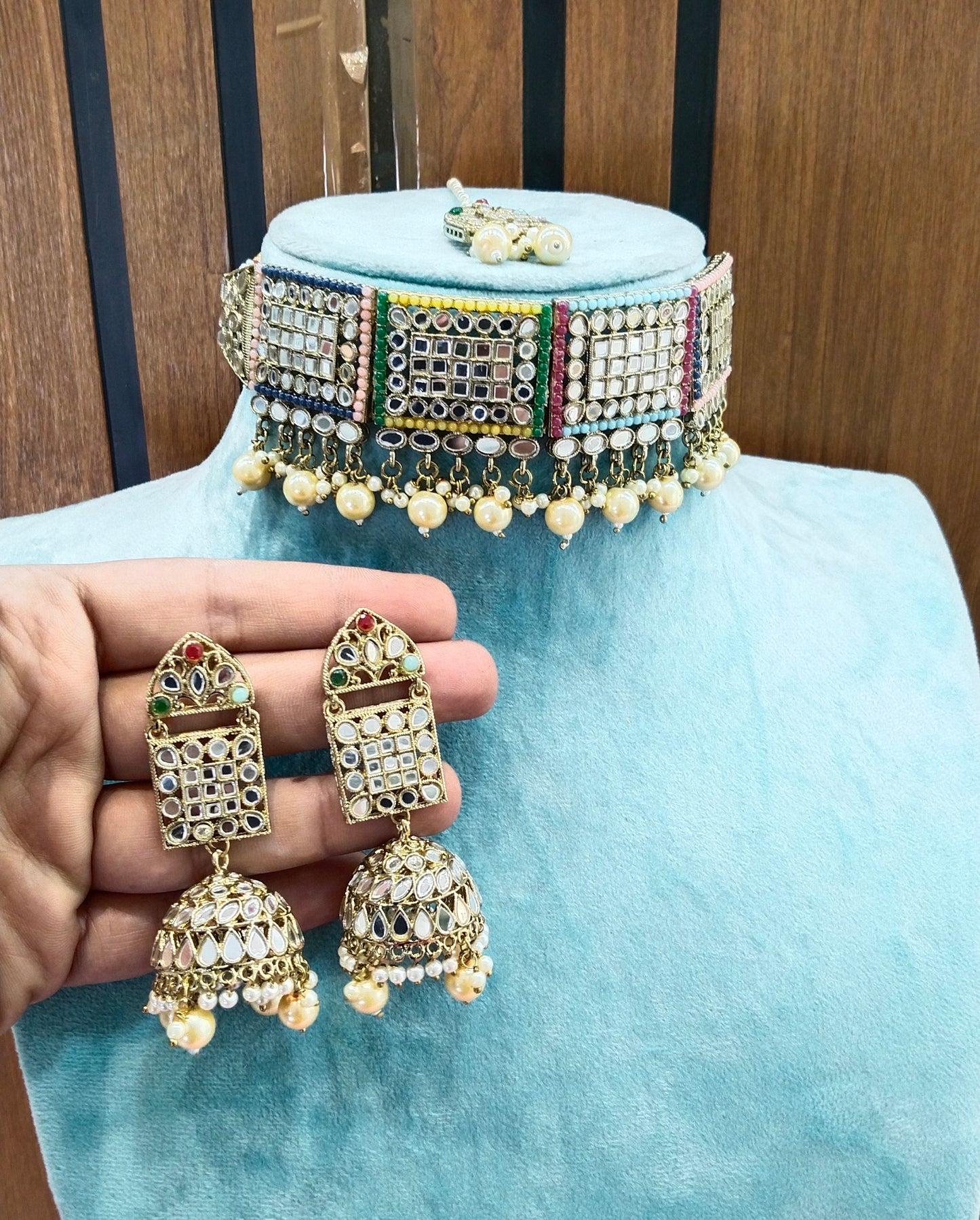 Multi Color Choker Jewellery Ava Set