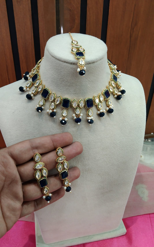 Blue Necklace Kundan Jewellery Swaziland Set