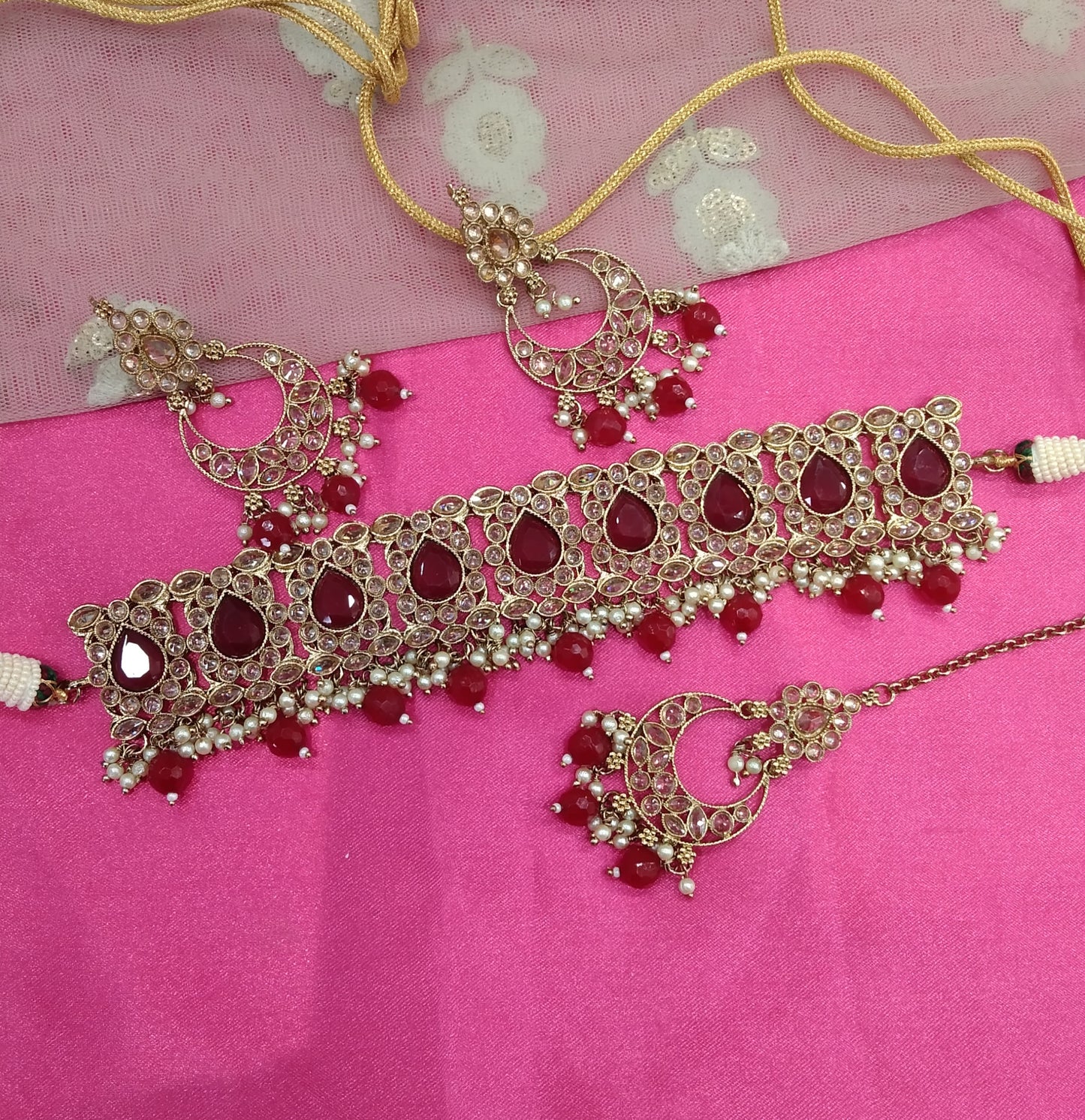 Maroon Choker Jewellery Chris Set