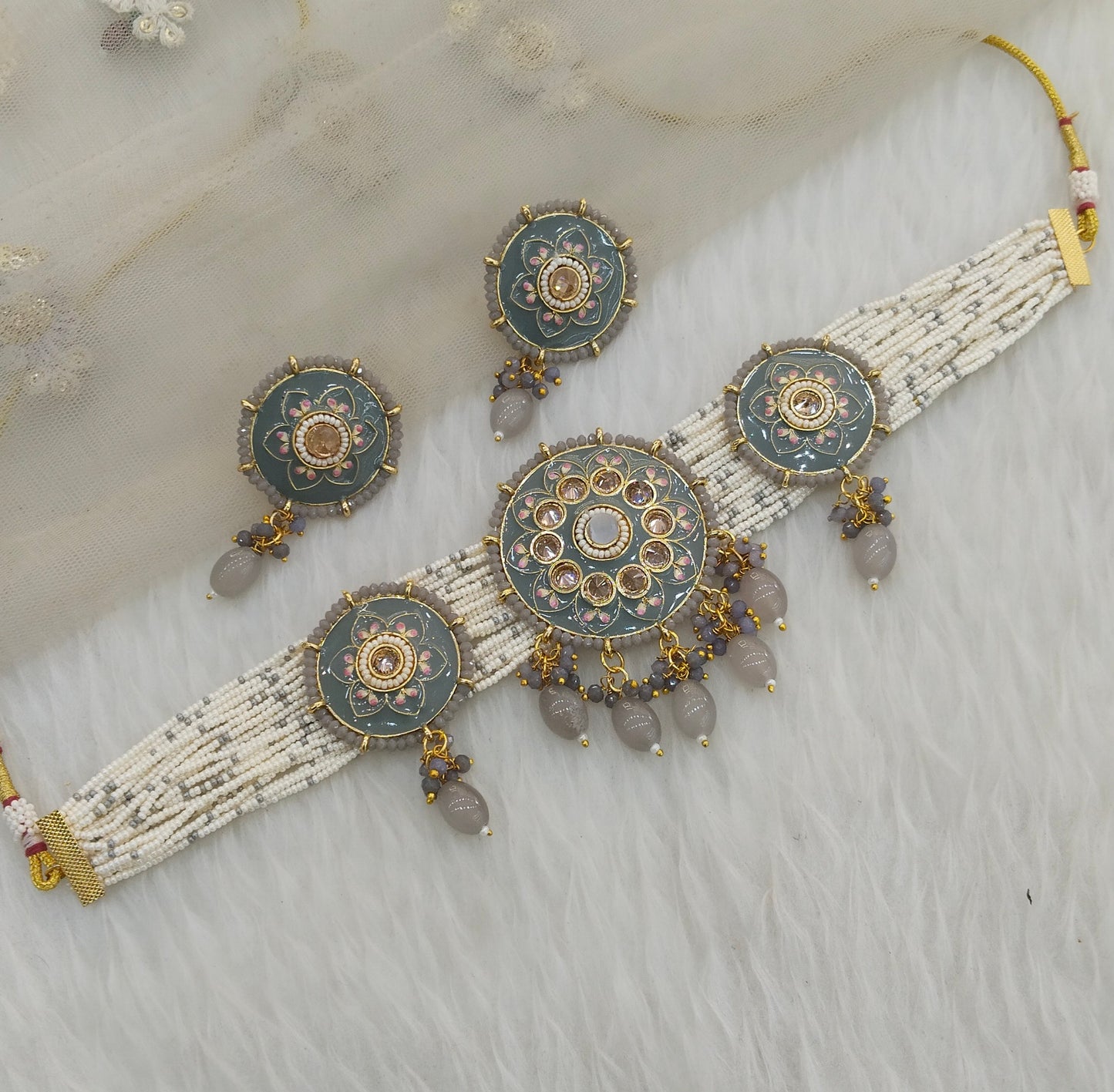 Grey Choker Jewellery tarn Set