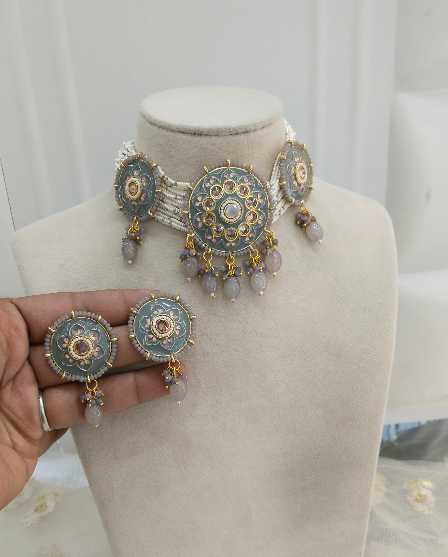 Grey Choker Jewellery tarn Set