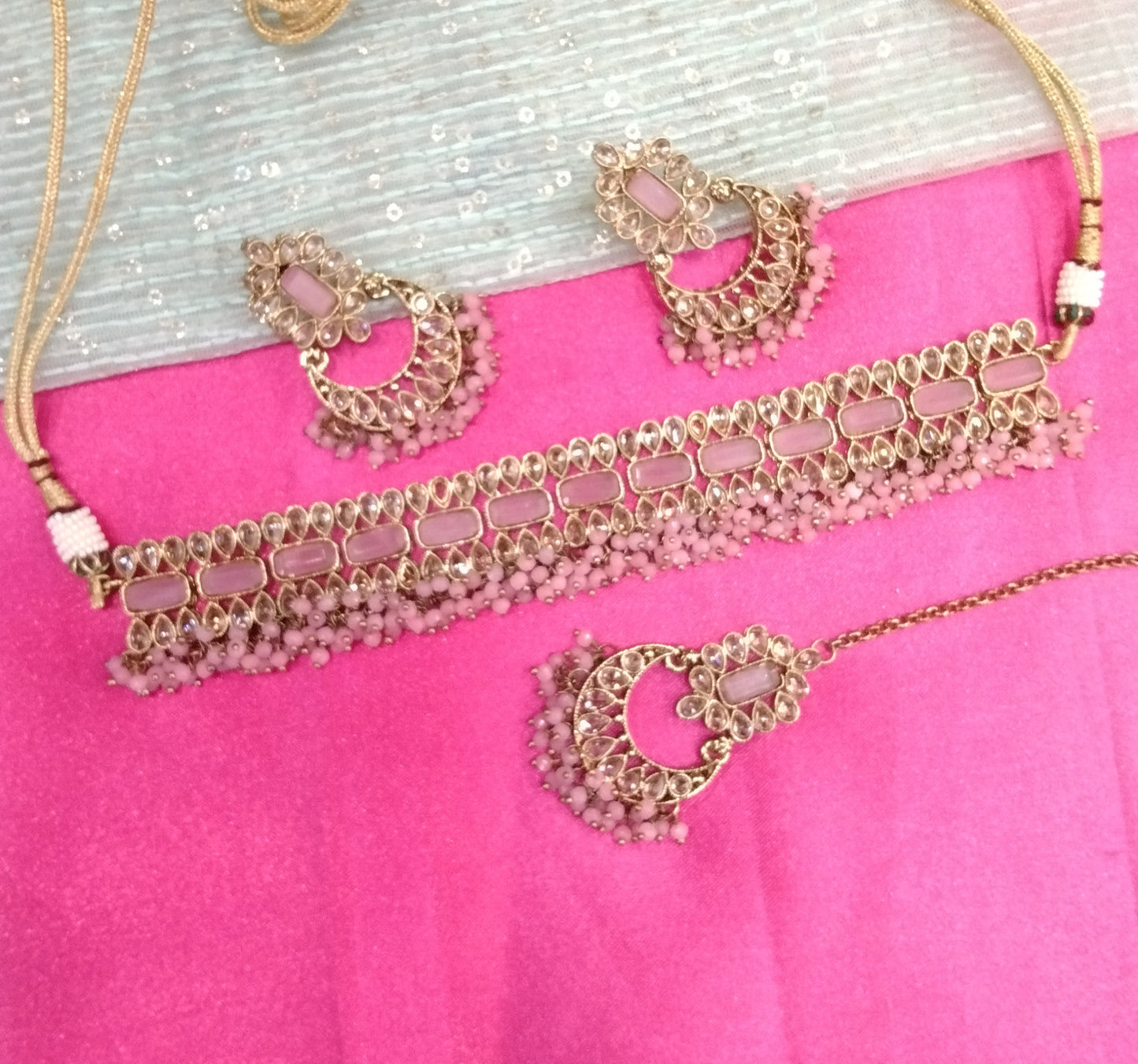 Pink Choker Jewellery Ashley Set