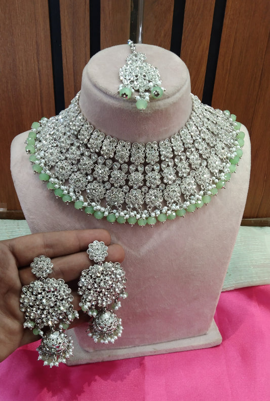 Silver Pista Necklace Jewellery Aditi Set