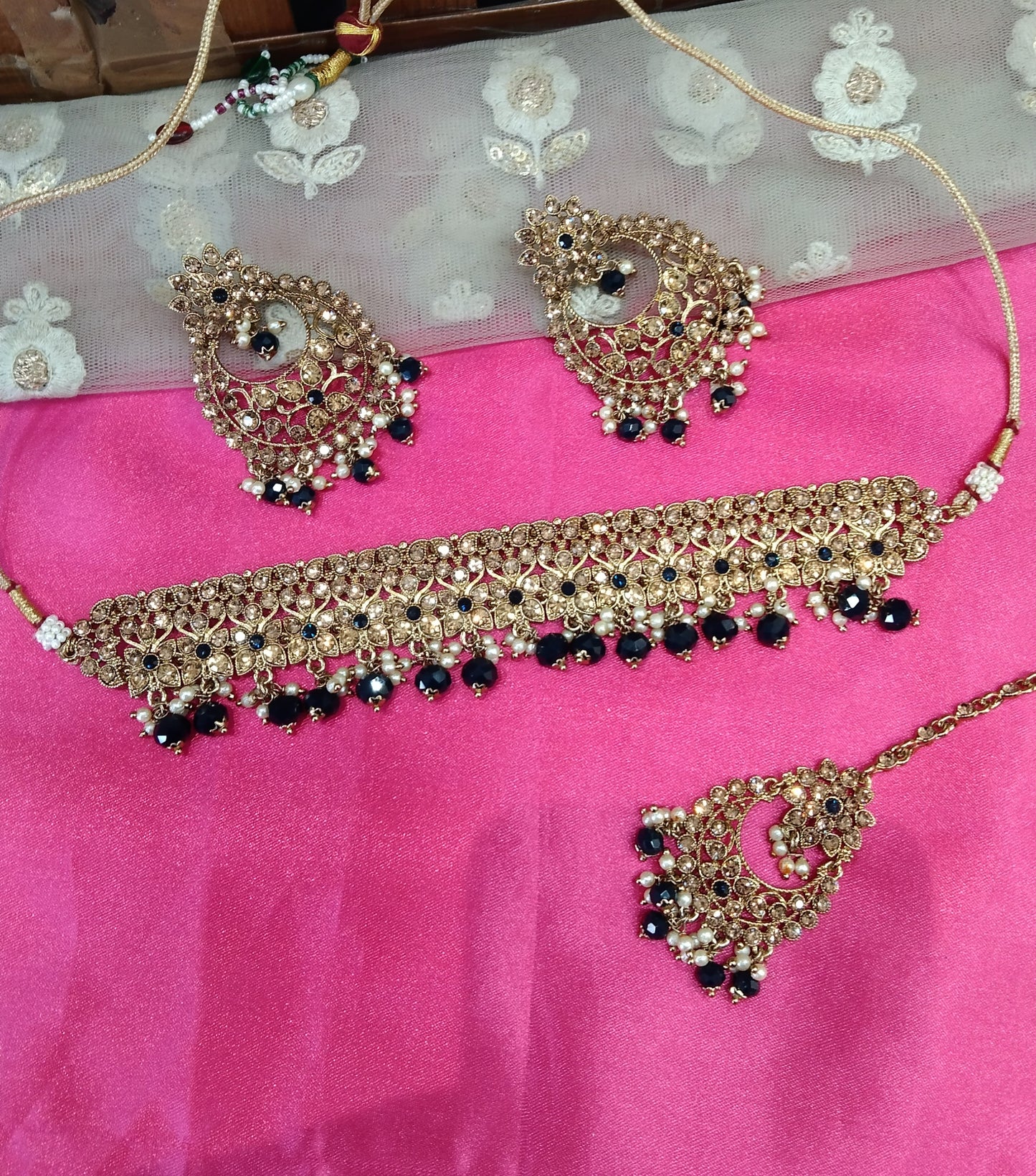 Navy Blue Choker Jewellery Vinland Set