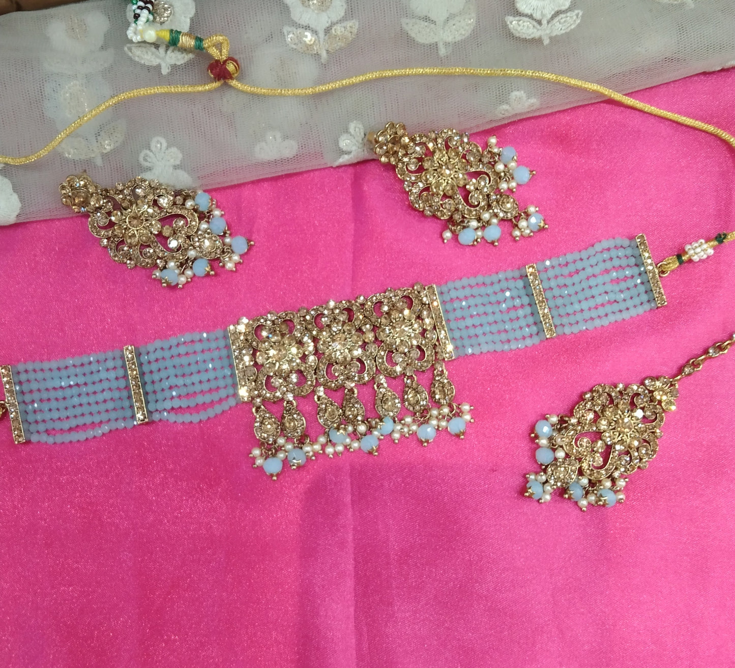 Sky Blue Choker Jewellery Vladimir Set