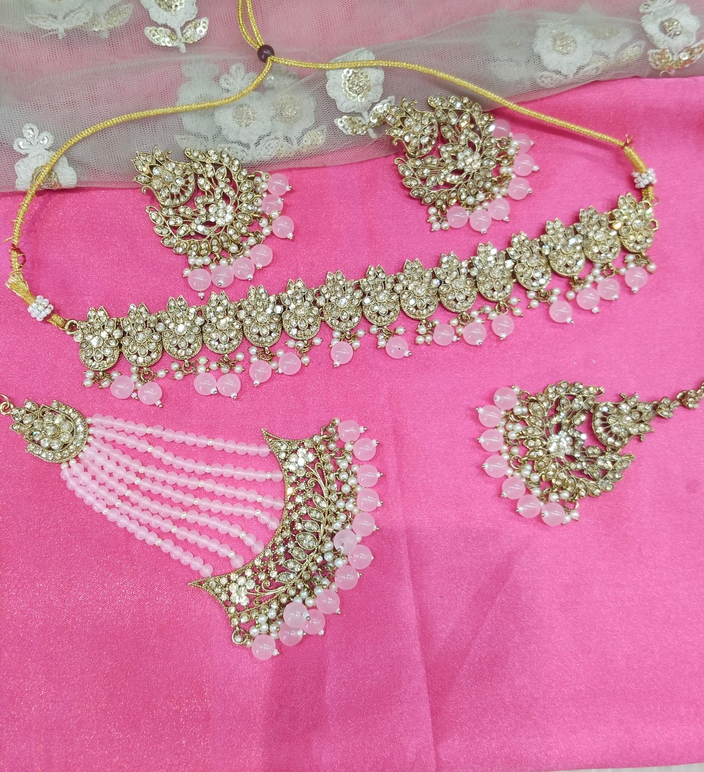 Pink Choker Jewellery Pakistani Jhumar Tejasvi Set