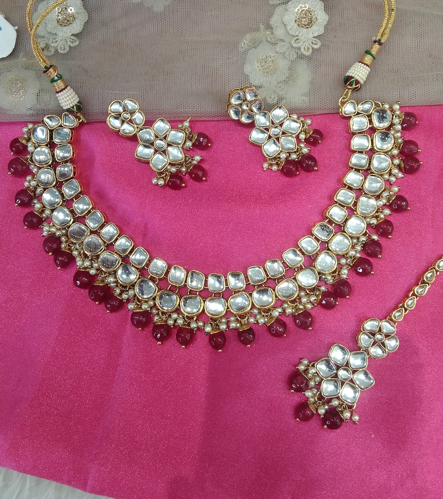 Ruby Kundan Necklace Jewellery Shinu Set