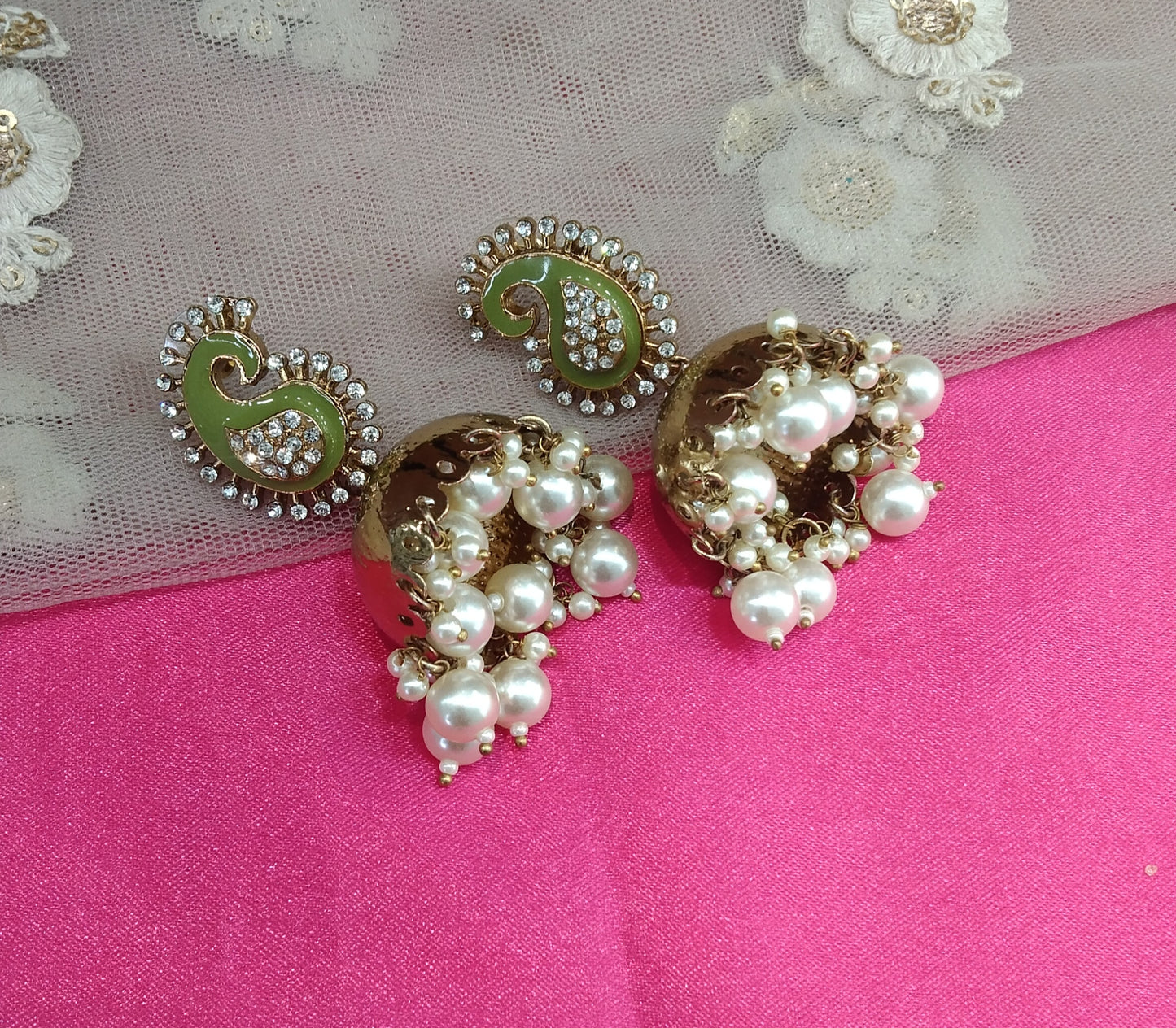 Pista Antique Jhumka Ap Bollywood Earrings