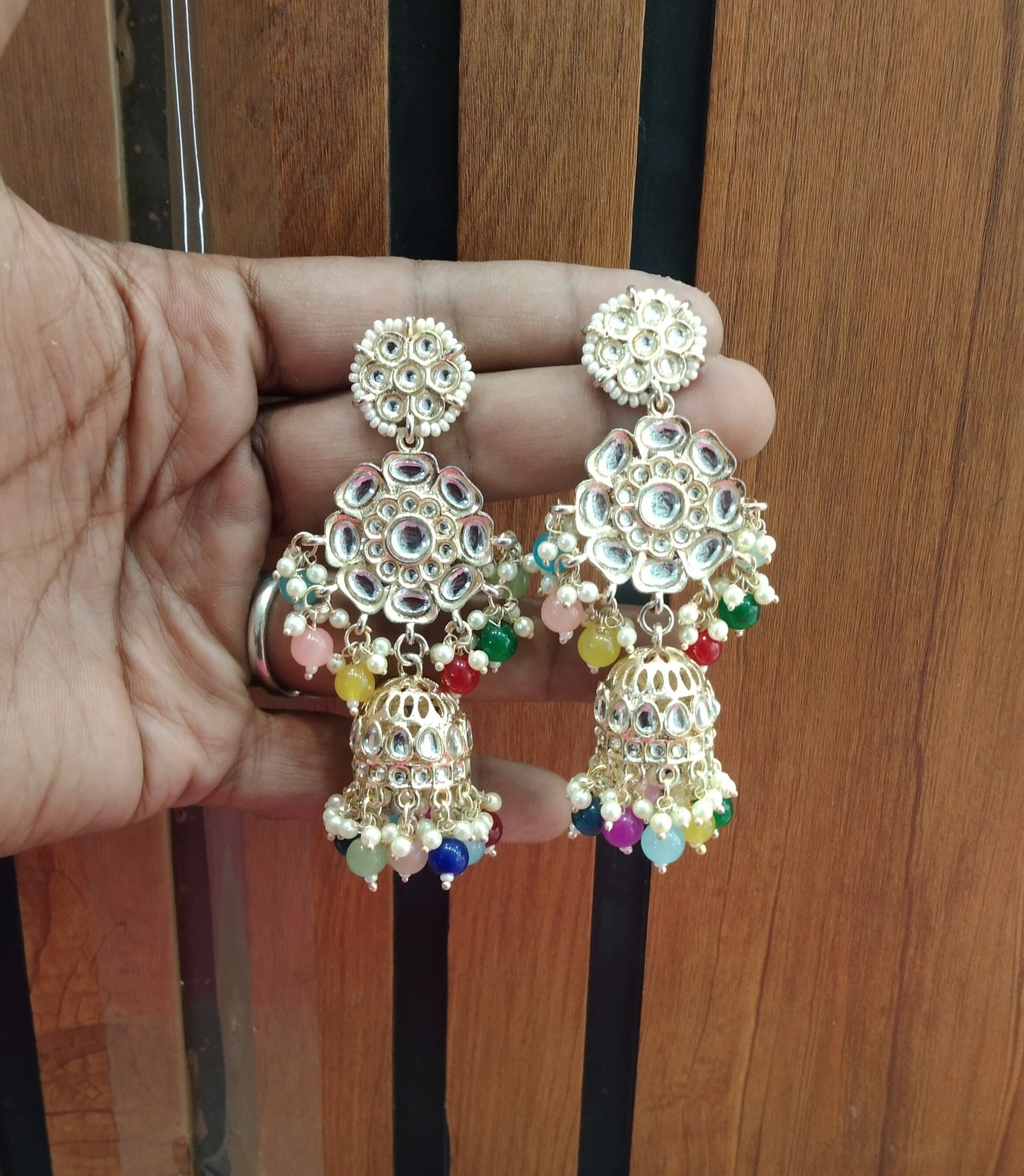 Multi Color Kundan Jhumka About Bollywood Earrings