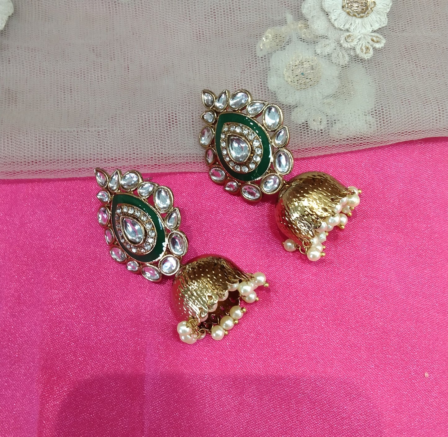 Green Jhumka Rules Bollywood Earrings