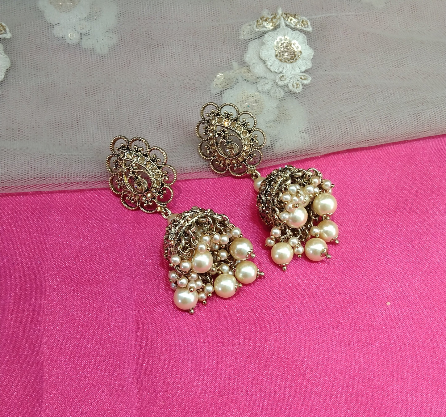 Antique Gold Jhumka kamal Bollywood Earrings