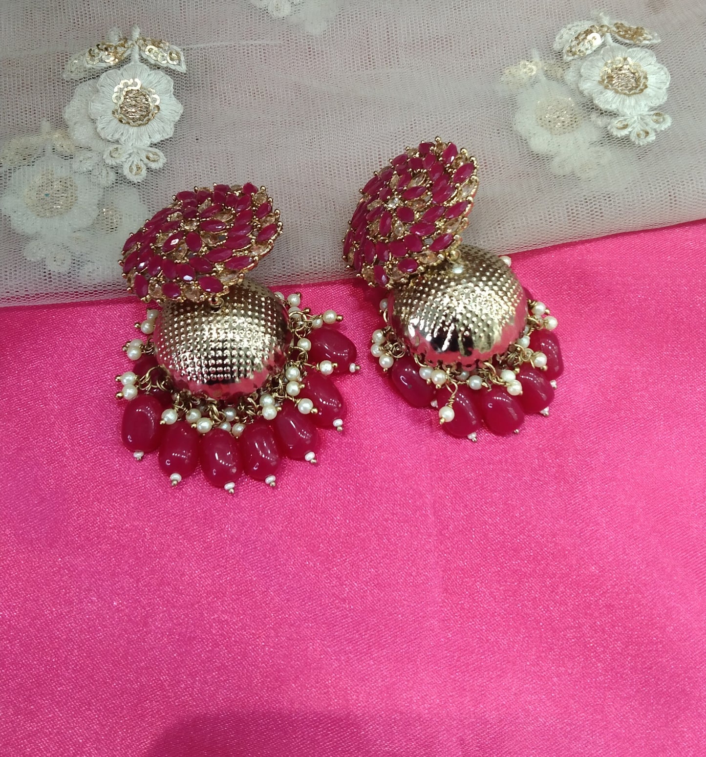 Majenta Jhumka Jyotica Bollywood Earrings