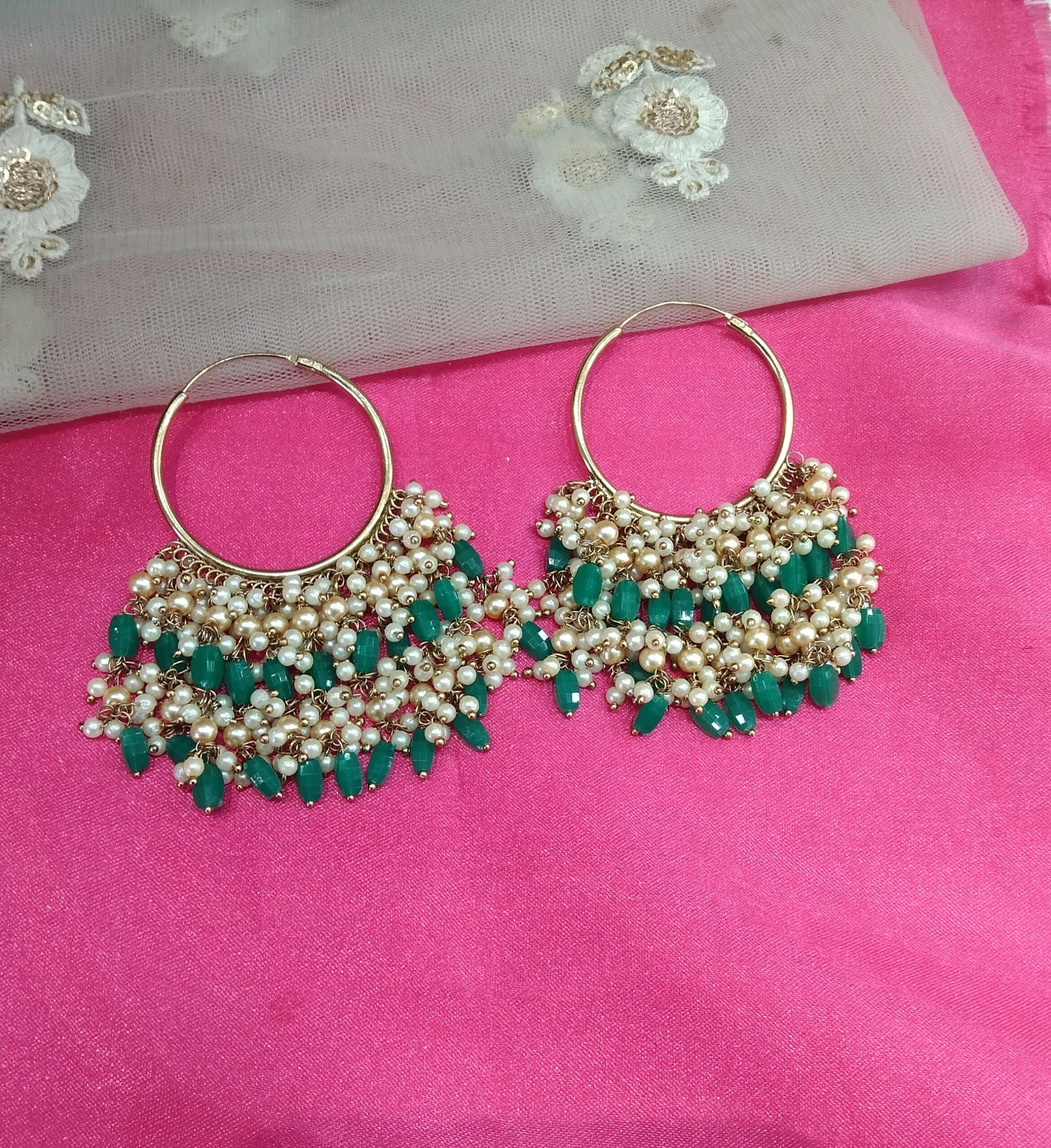 Green Antique Balli Hoop Tenny Bollywood Earrings