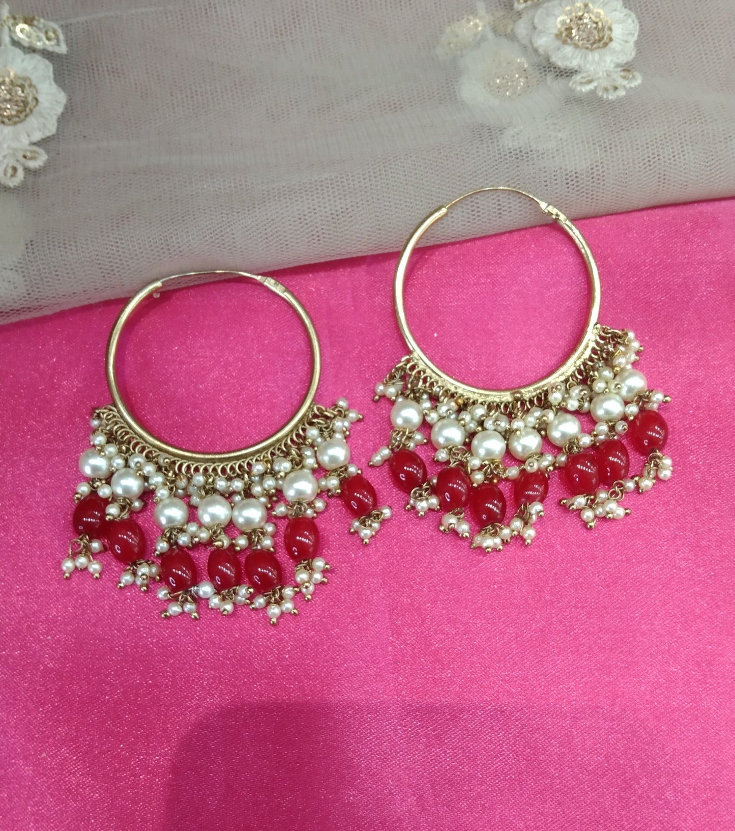 Maroon Antique Balli Hoop Tenny Bollywood Earrings