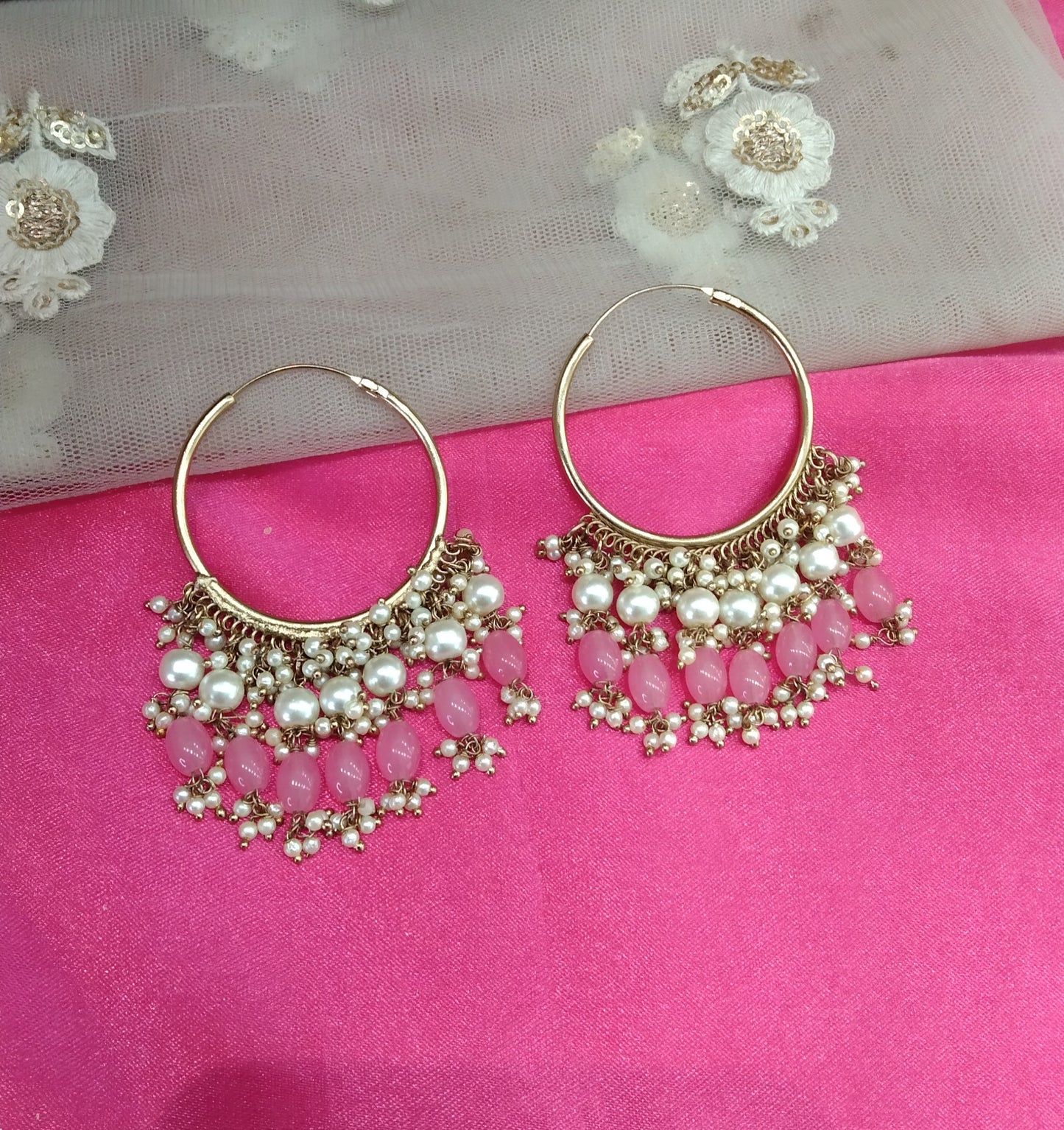 Pink Antique Balli Hoop Tenny Bollywood Earrings