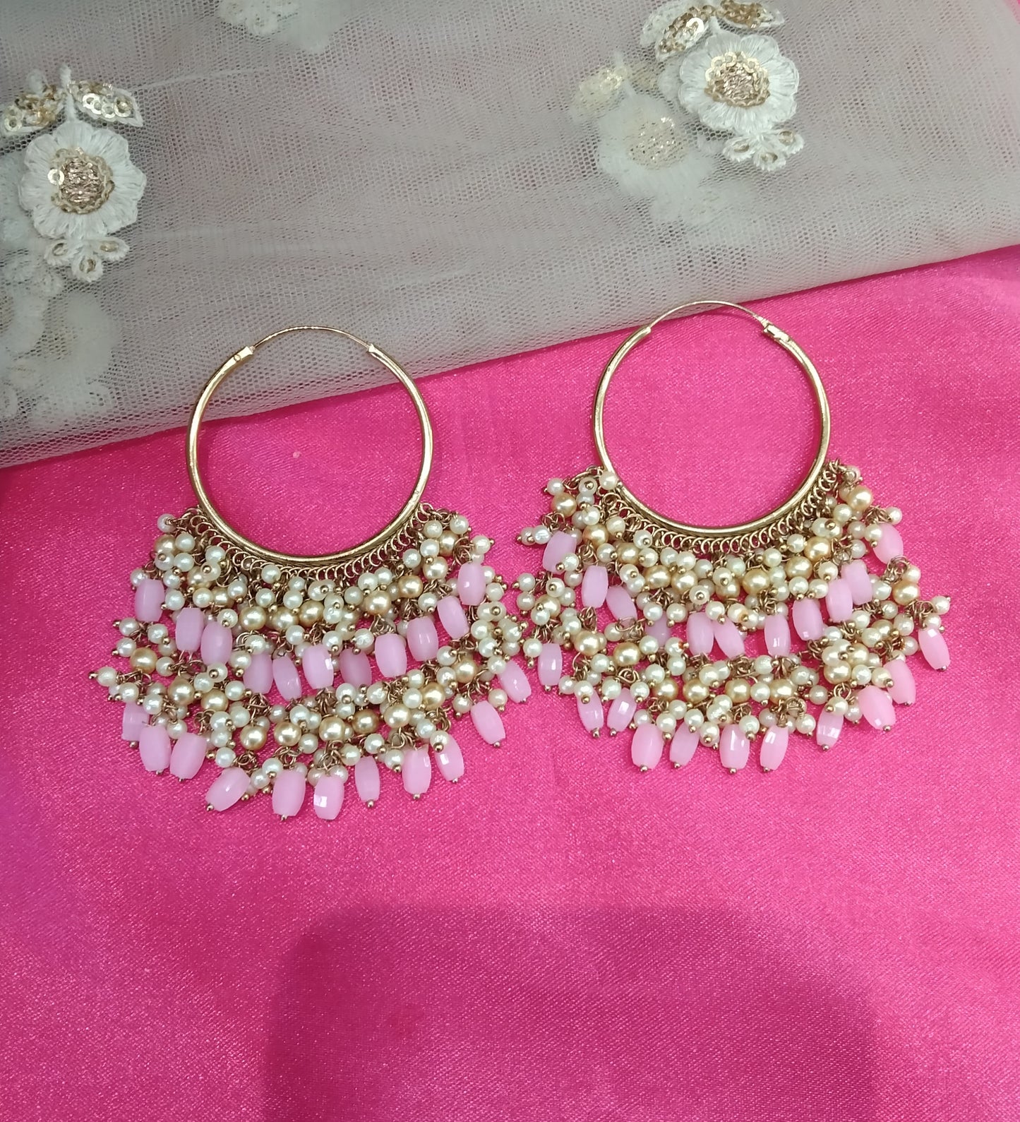 Pink Antique Balli Hoop Tenny Bollywood Earrings
