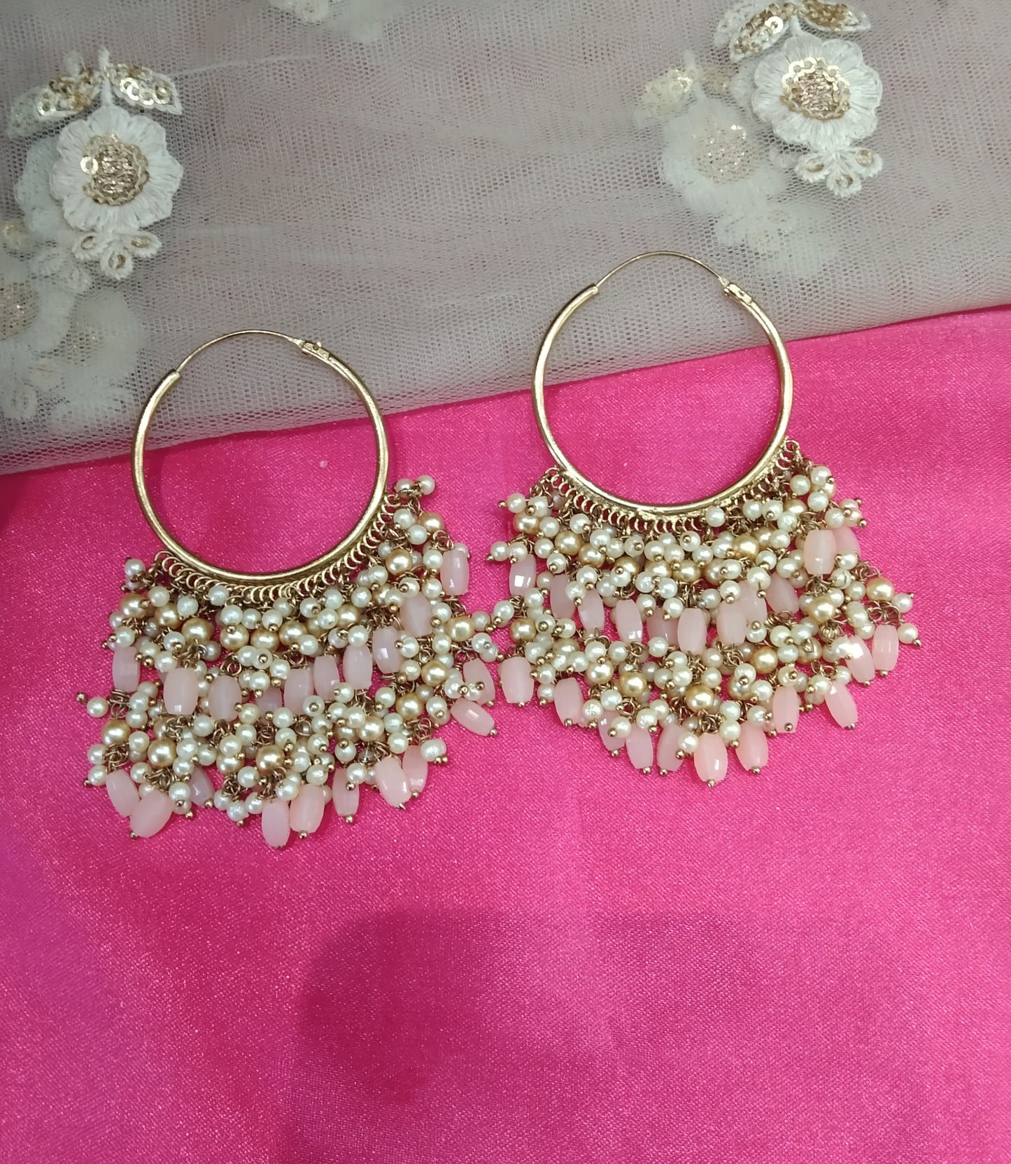 Peach Antique Balli Hoop Tenny Bollywood Earrings