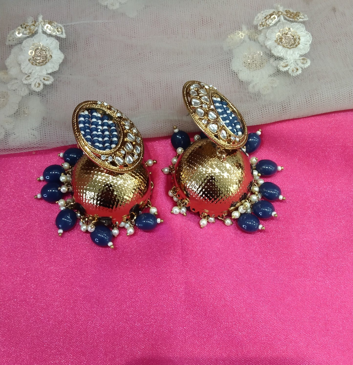 Blue Jhumka Maruti Bollywood Earrings