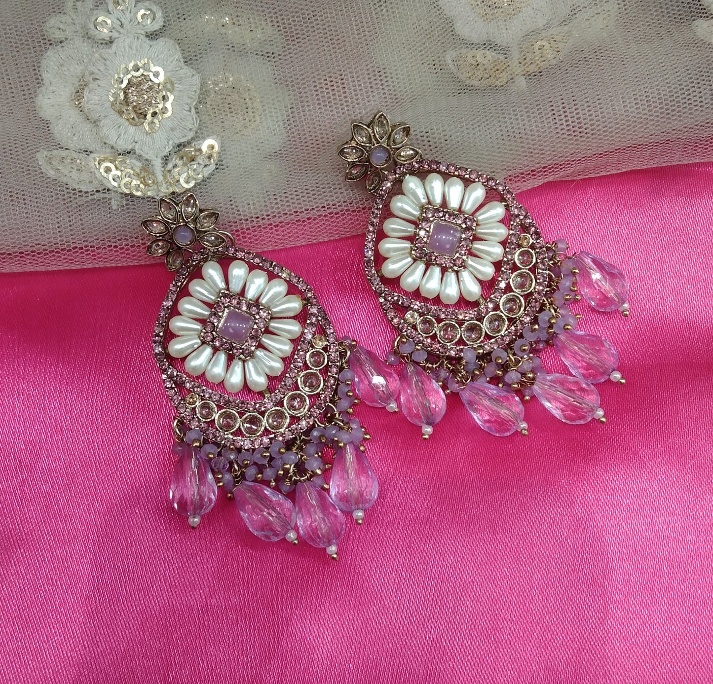 Lavender Kundan Jhumka Kavya Bollywood Earrings