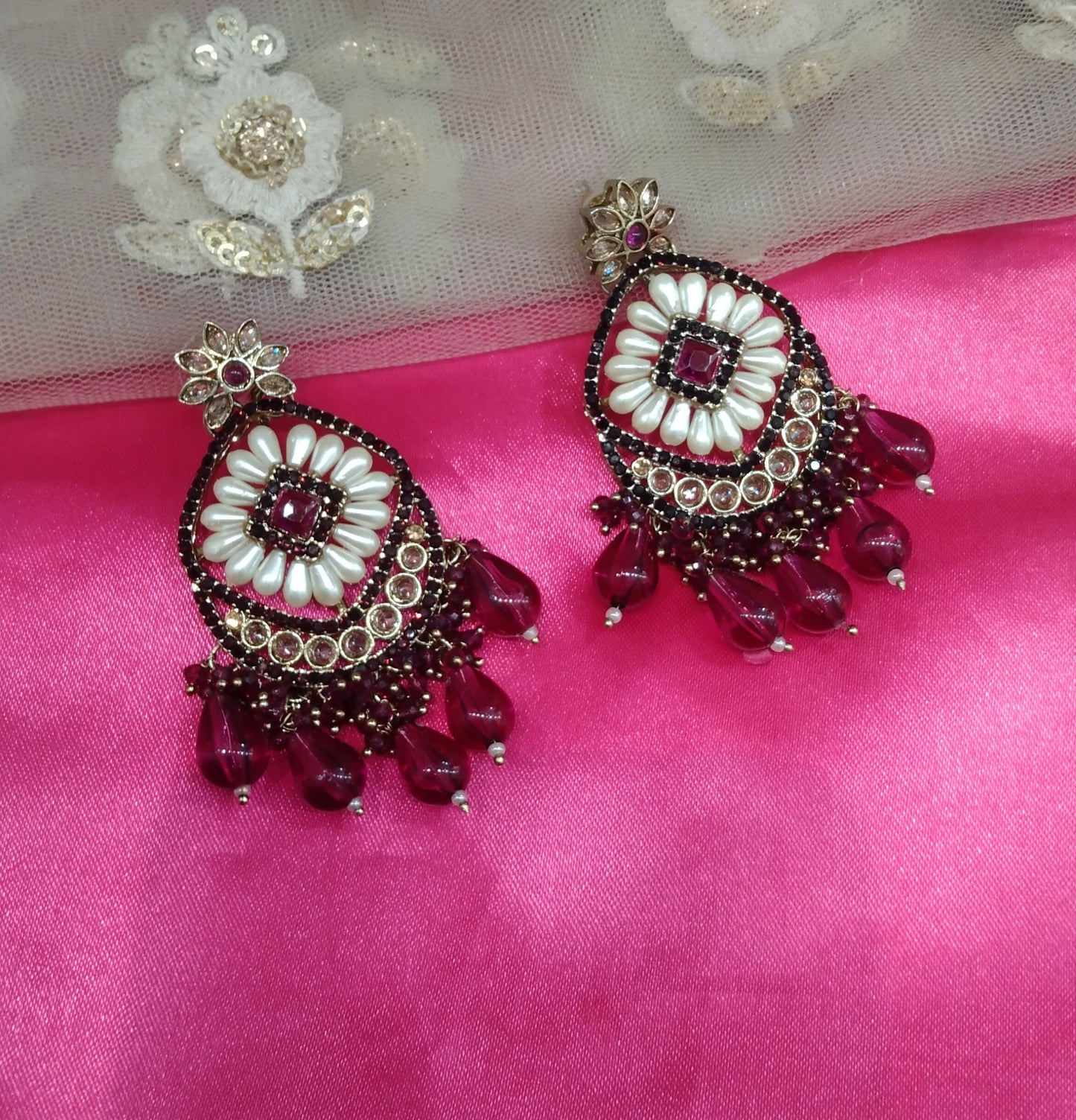 Purple Kundan Jhumka Kavya Bollywood Earrings