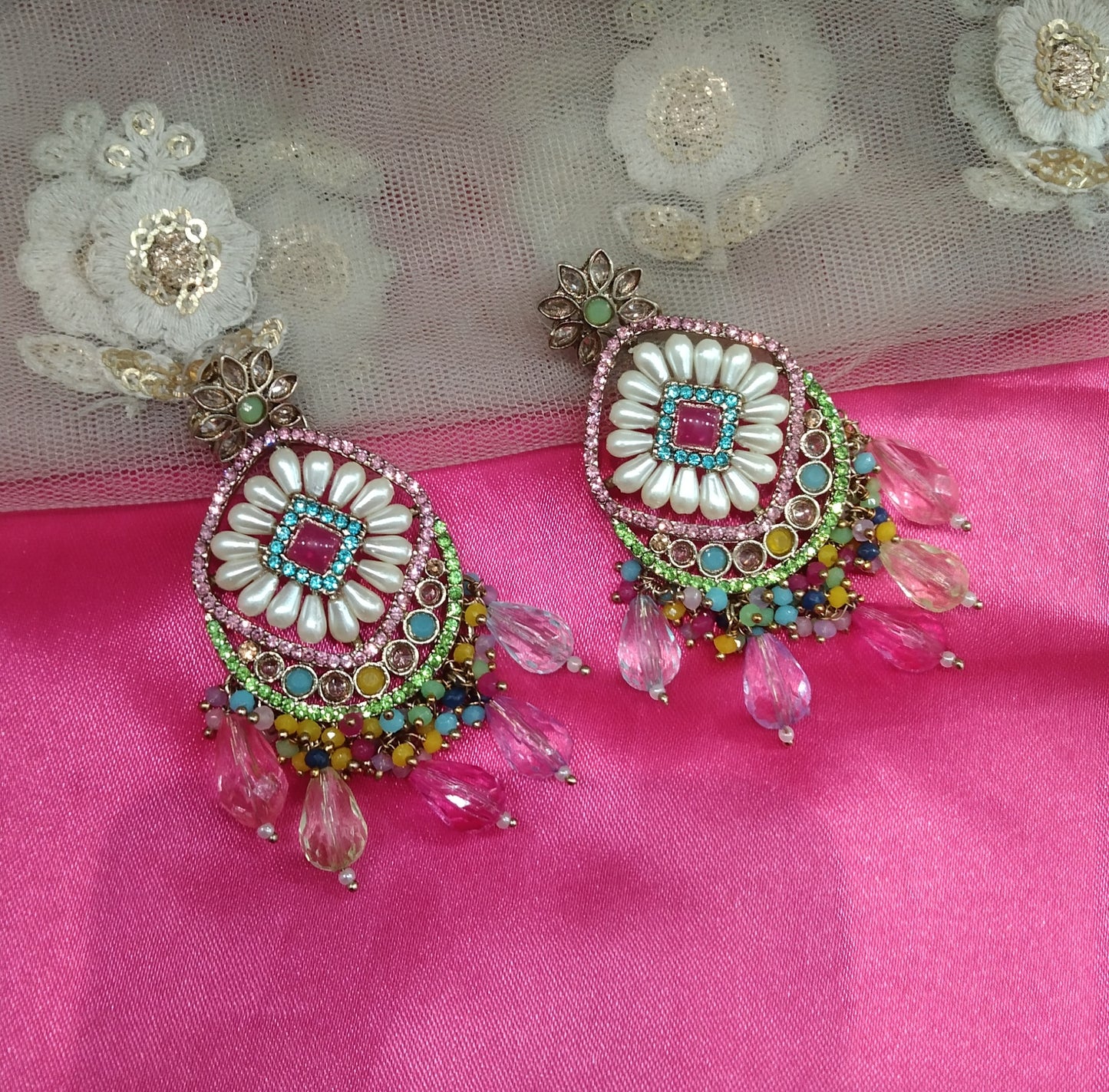 Multi Colour Kundan Jhumka Kavya Bollywood Earrings