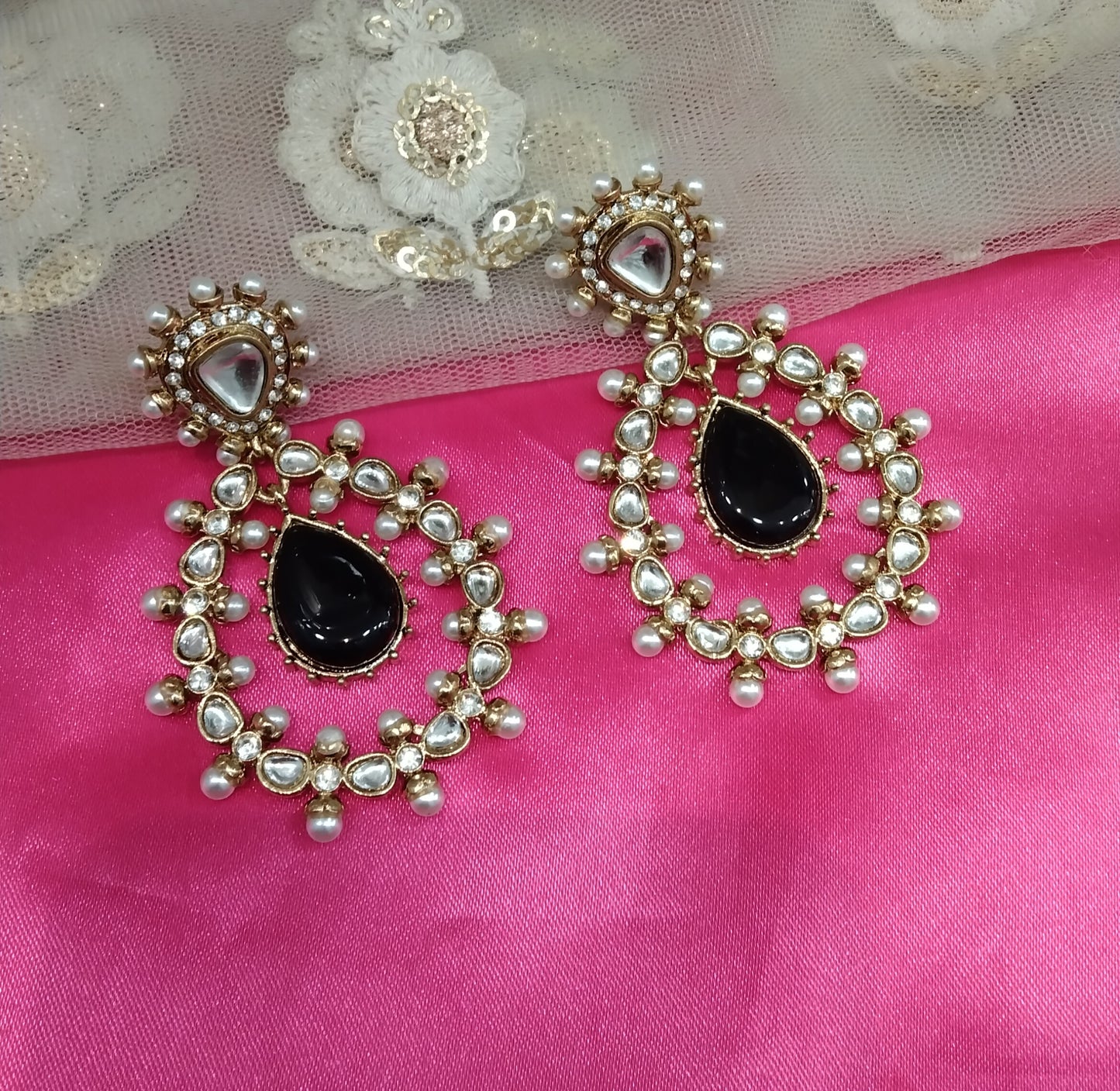 Black Kundan Hiral Bollywood Earrings