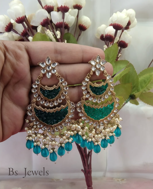 Rama Green  Kundan Velli Bollywood Earrings