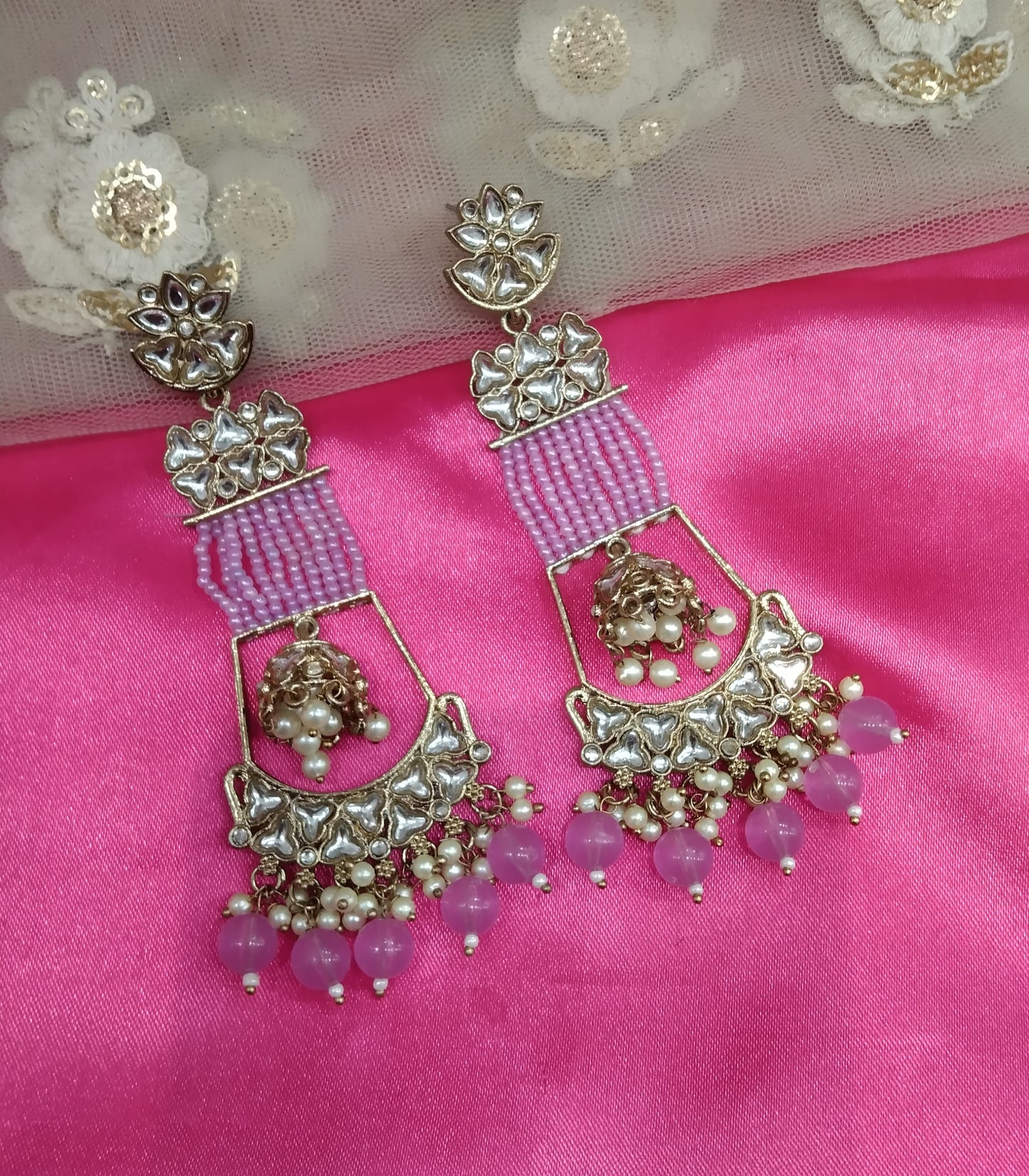 Lavender Kundan Geetika Bollywood Earrings