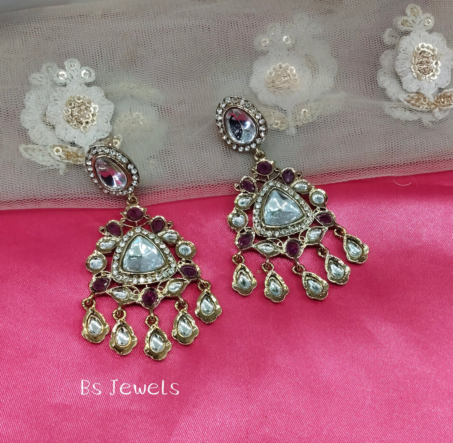 Purple Kundan Sital Bollywood Earrings