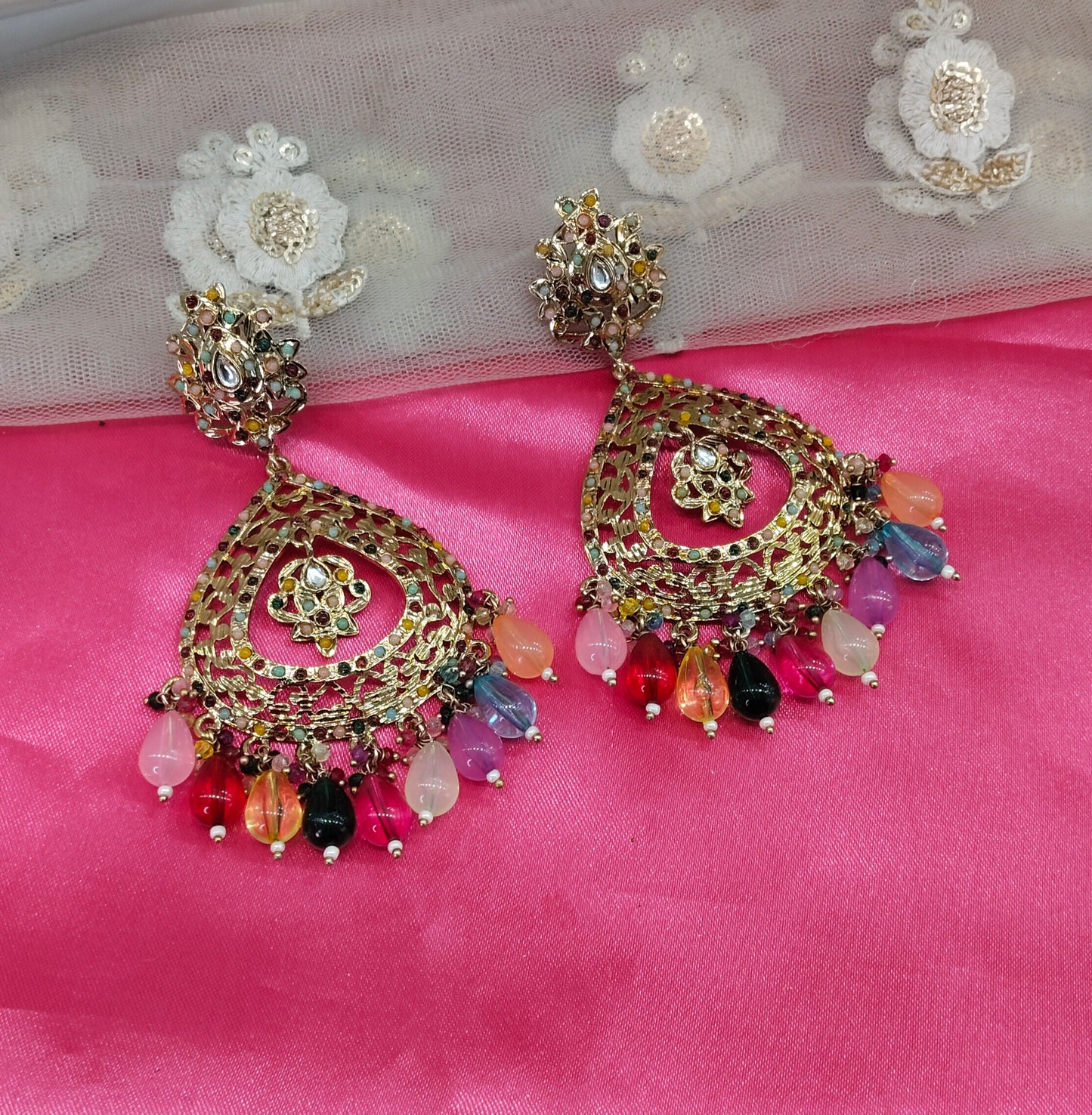 Multi Color Jadau Aarohi Bollywood Earrings