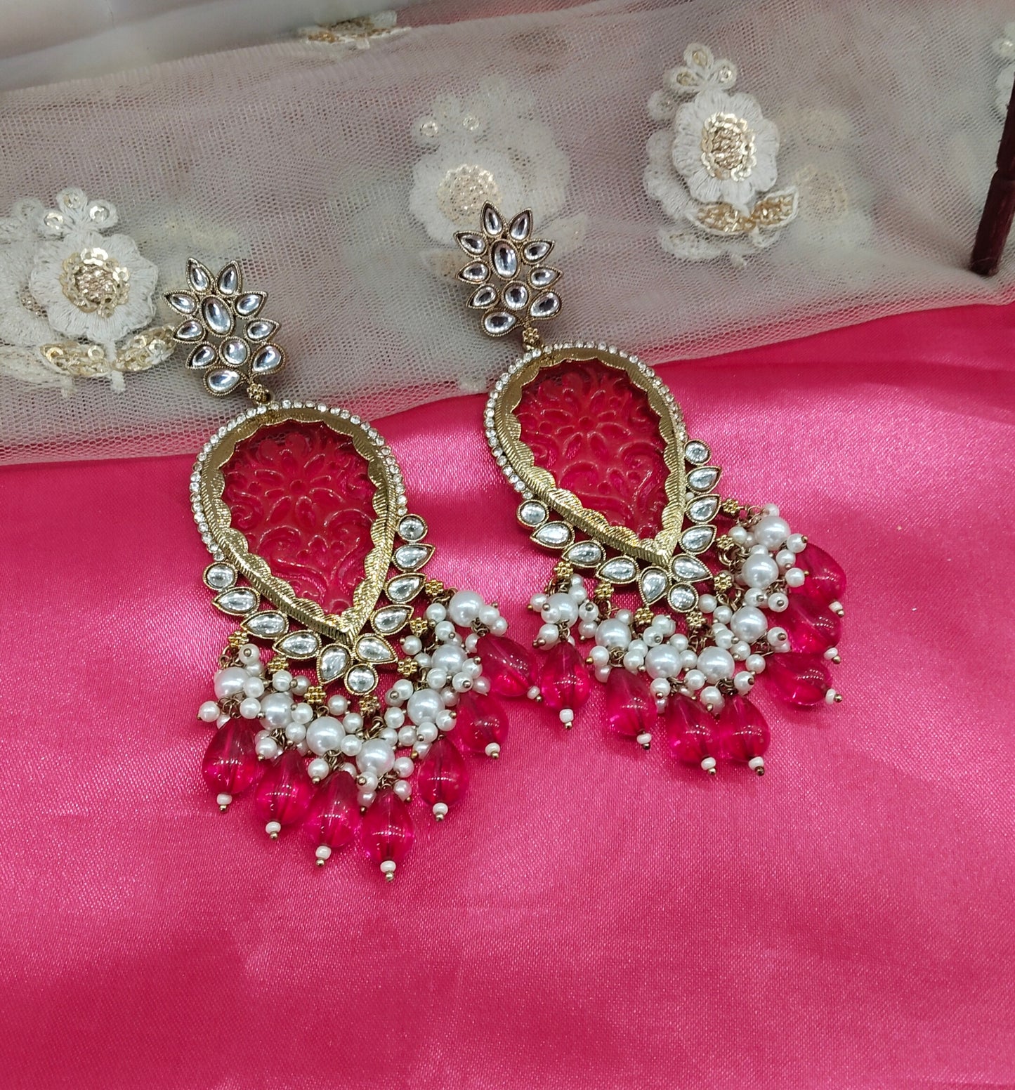 Purple Kundan Charui Bollywood Earrings