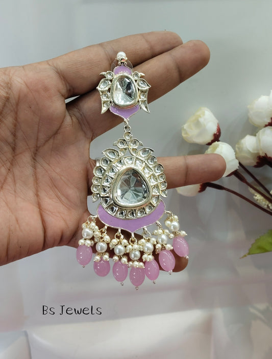 Lavender  Kundan Sozlone Bollywood Earrings