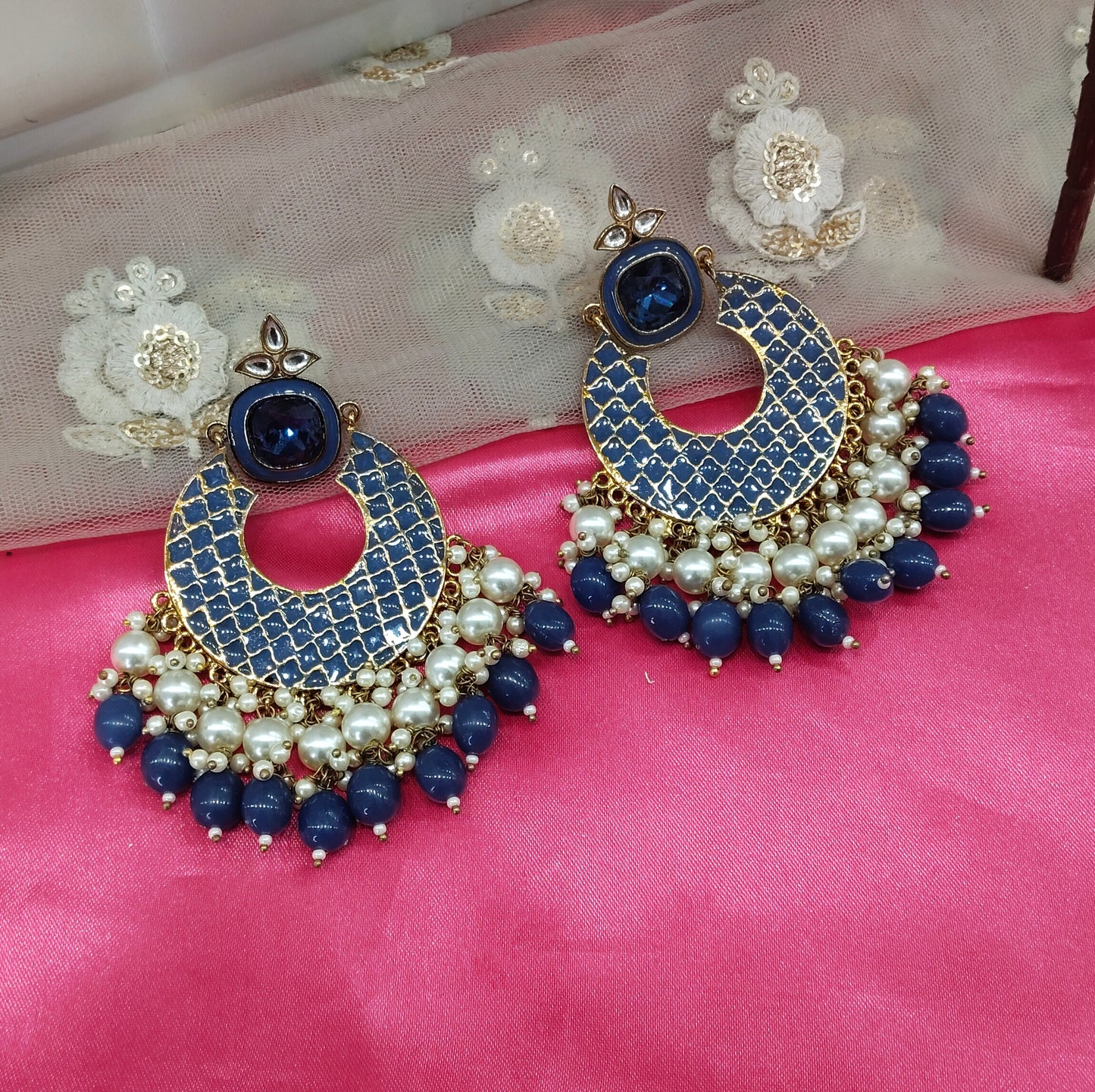 Blue Meenakari Desire Bollywood Earrings