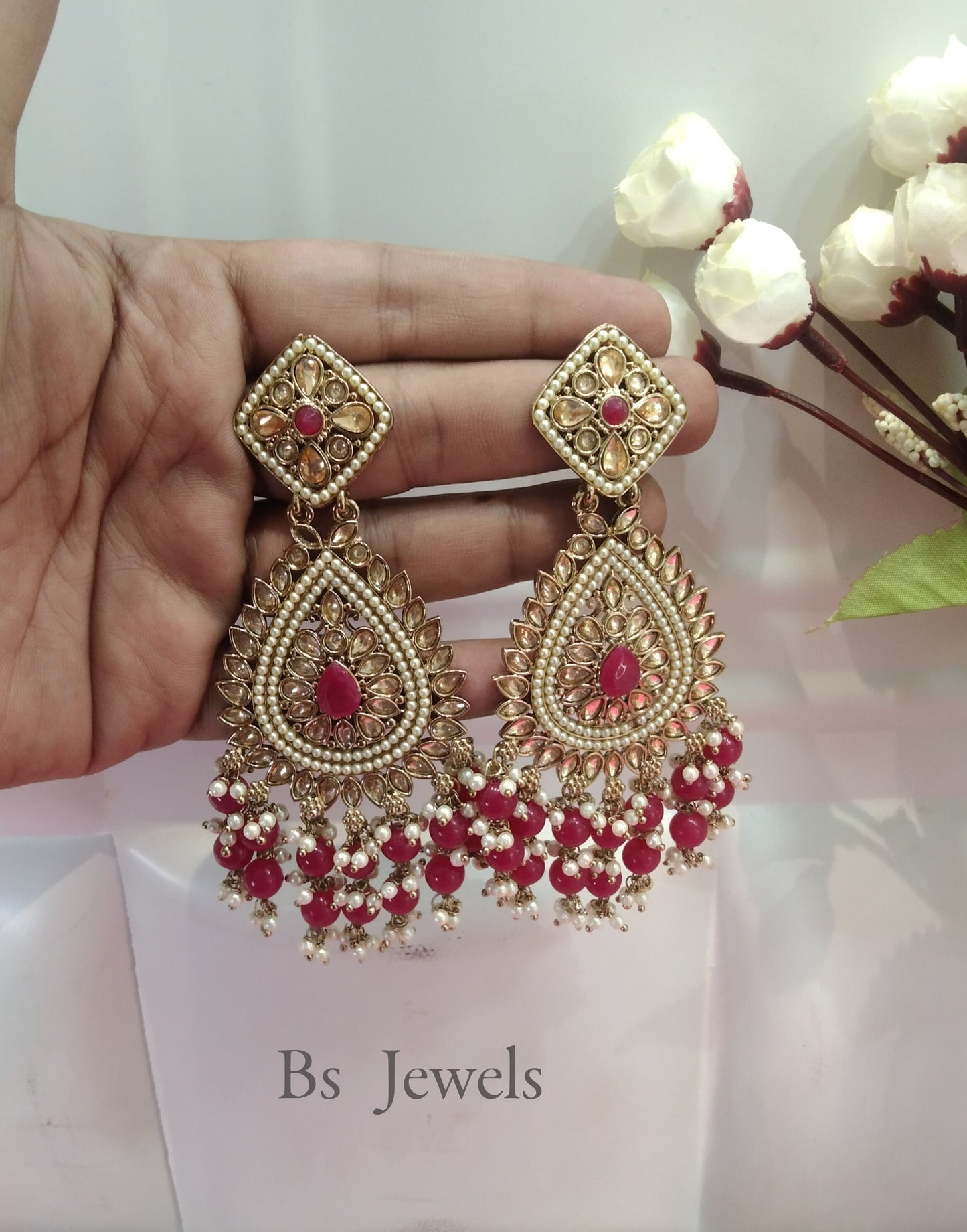 Rani Kundan Tinku Bollywood Earrings