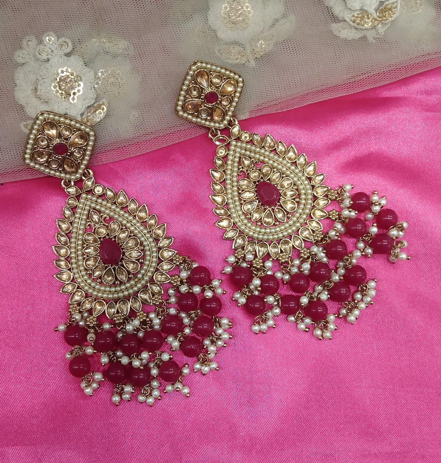 Rani Kundan Tinku Bollywood Earrings