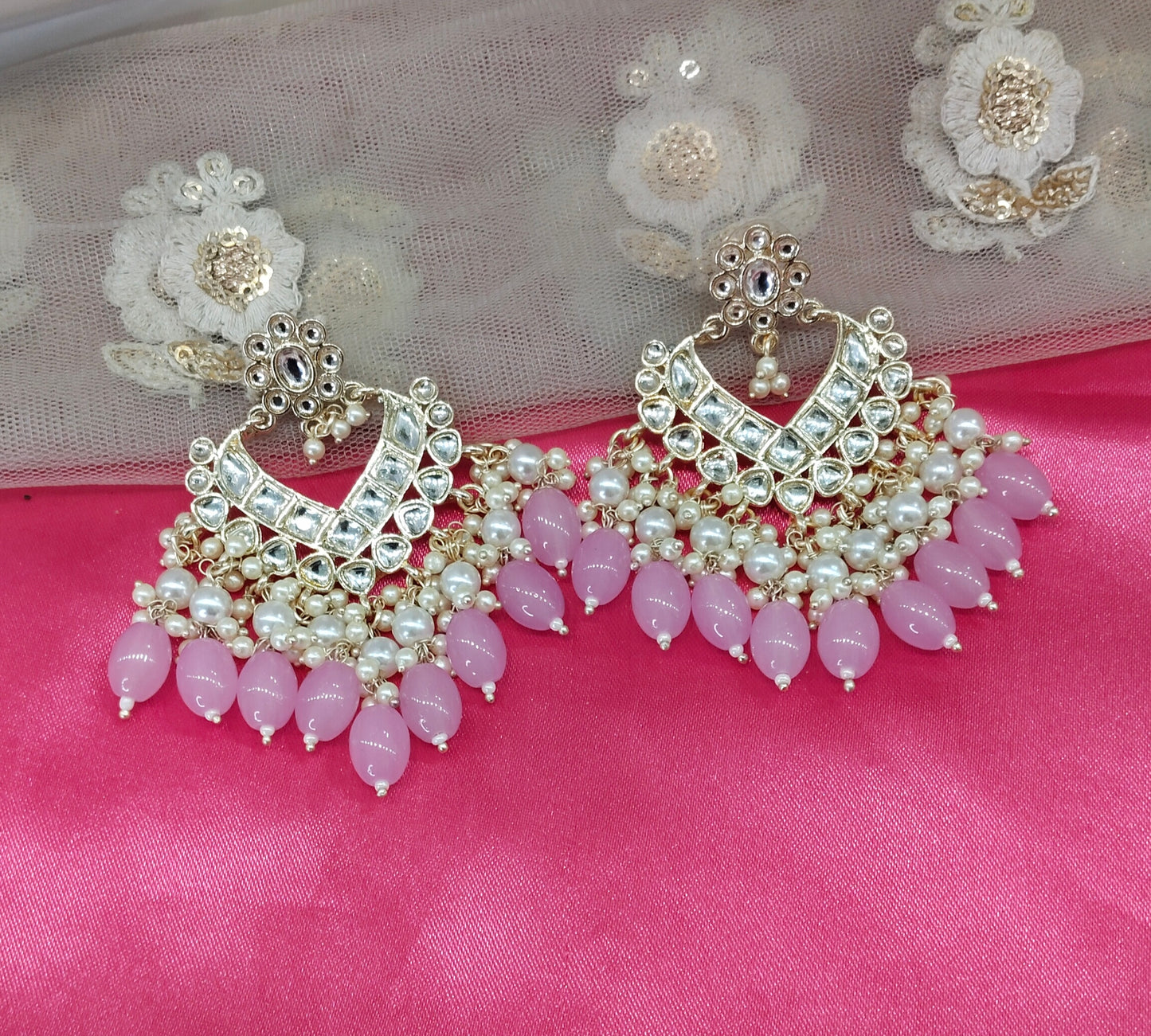 Lavender Kundan Learn Bollywood Earrings